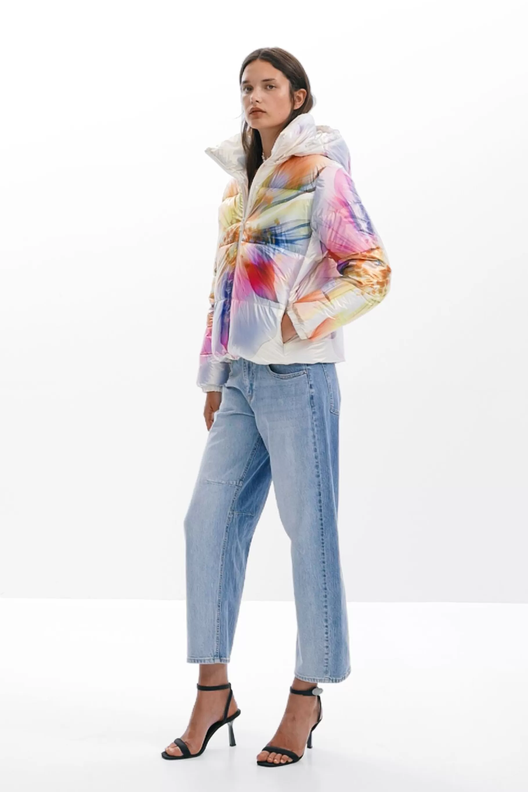 Desigual Abrigo acolchado flor*Mujer Abrigos Y Chaquetas