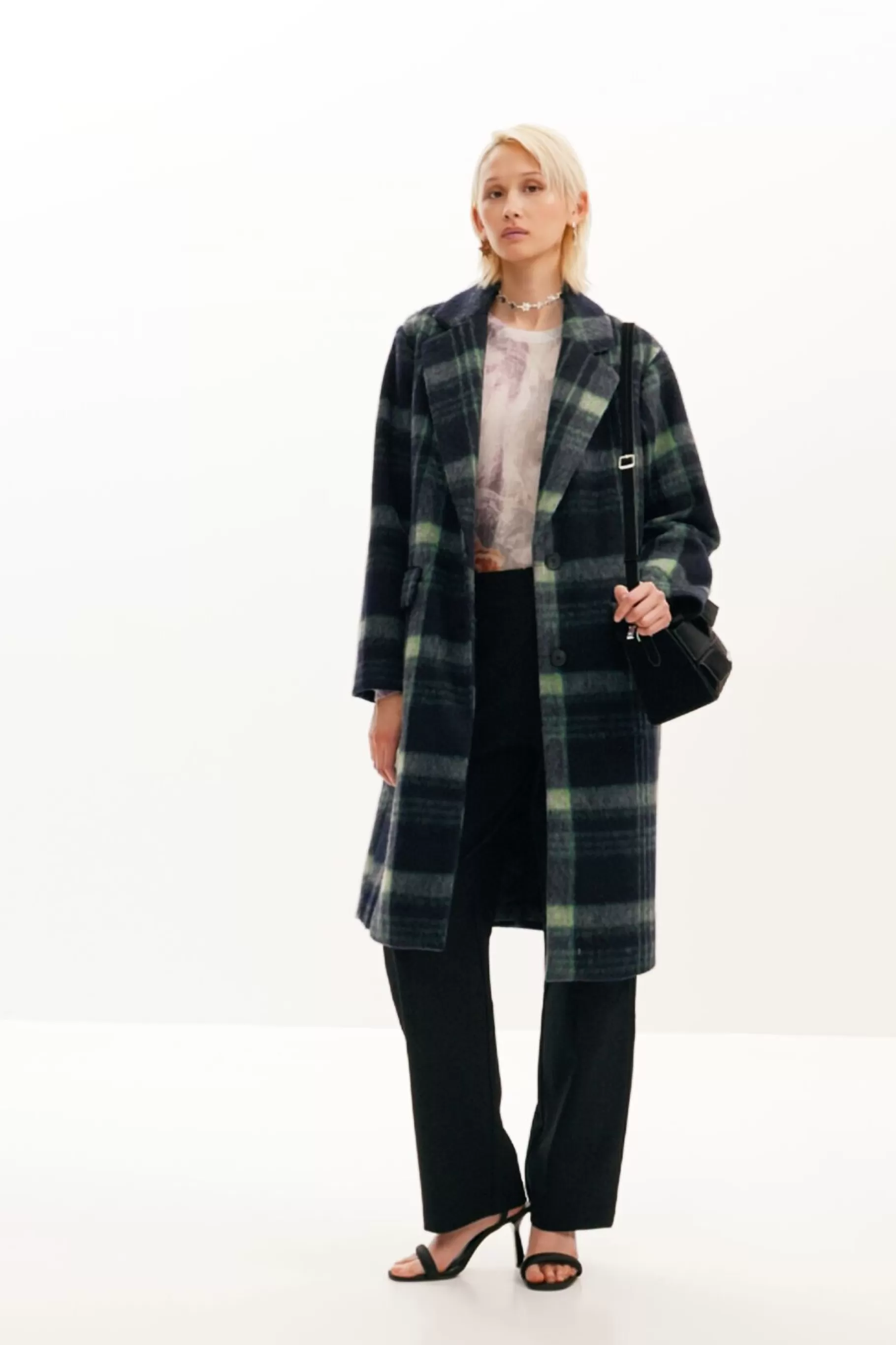 Desigual Abrigo largo cuadros*Mujer Abrigos Y Chaquetas