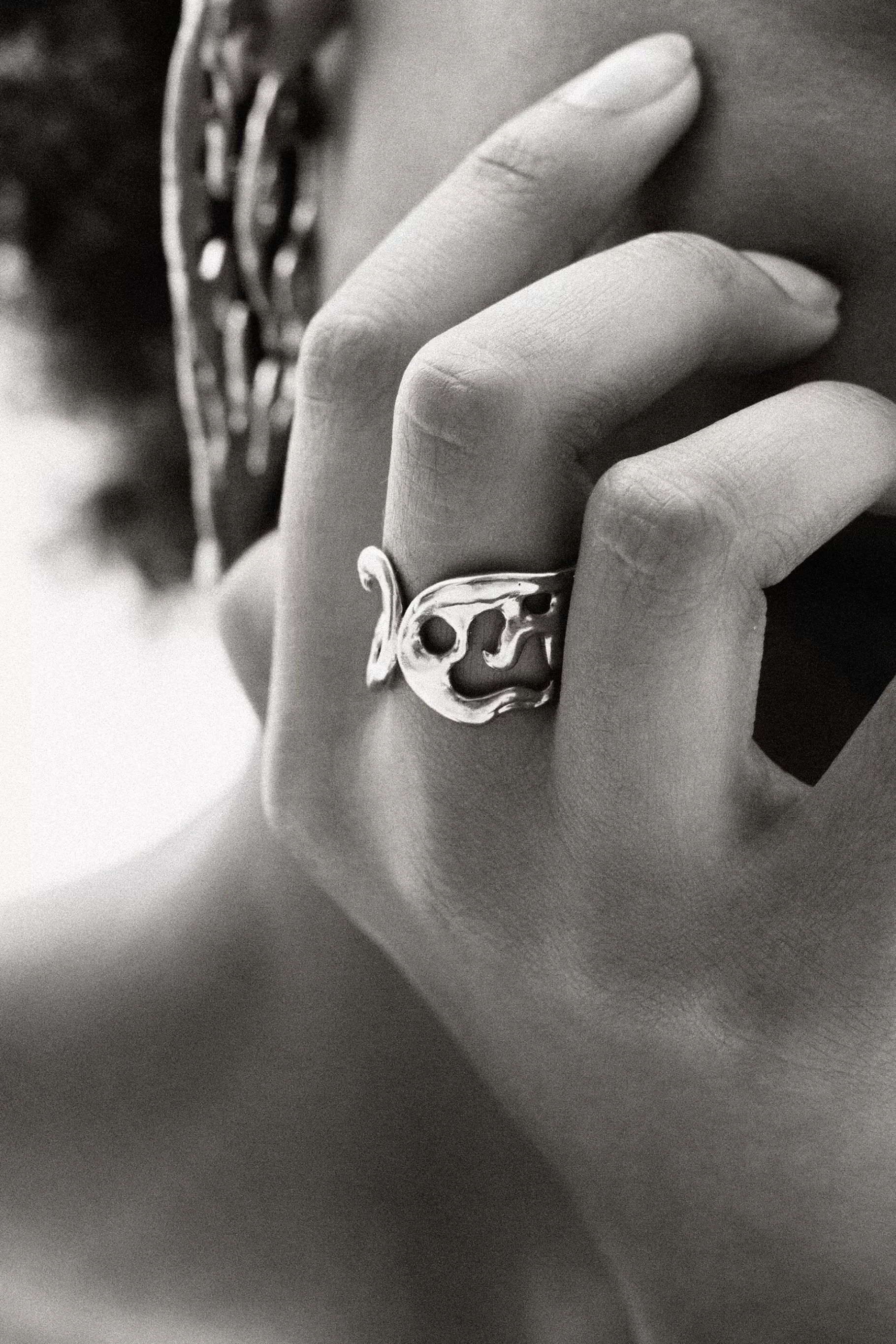 Desigual Anillo formas orgánicas baño plata Zalio*Mujer Joyería