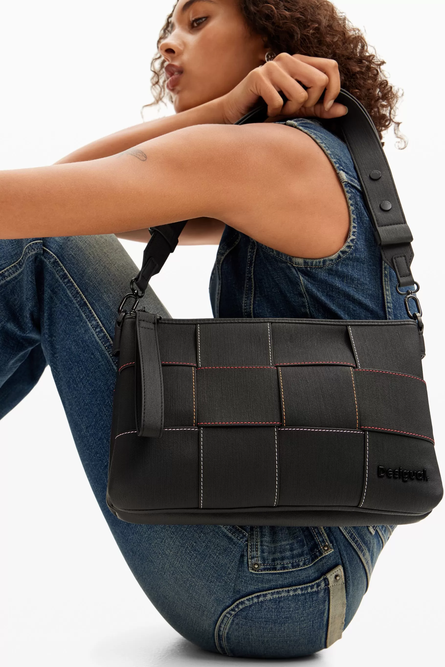 Desigual Bandolera M trenzado pespuntes*Mujer Bolsos | Bolsos Bandolera
