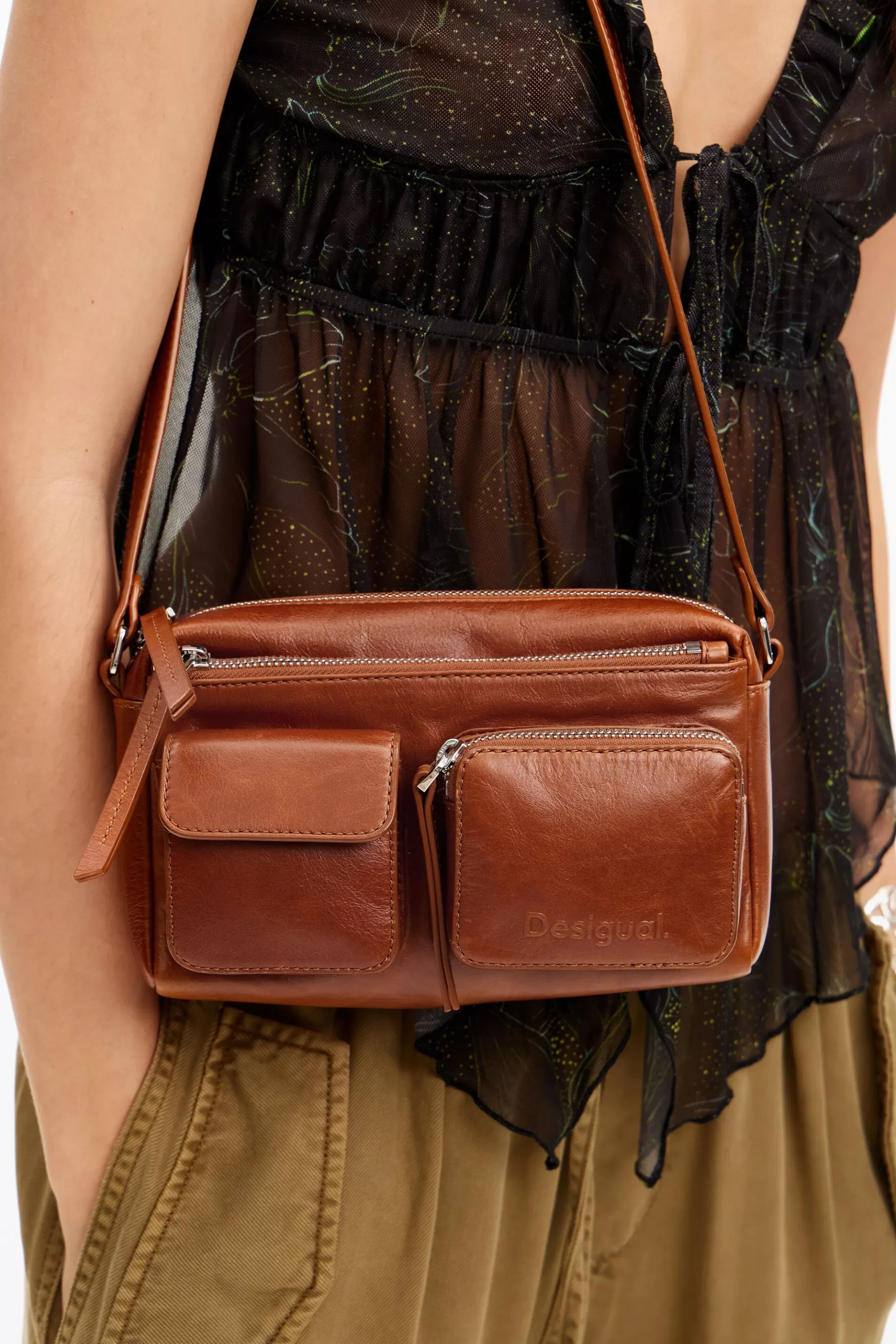 Desigual Bandolera piel S bolsillos*Mujer Bolsos | Bolsos De Piel