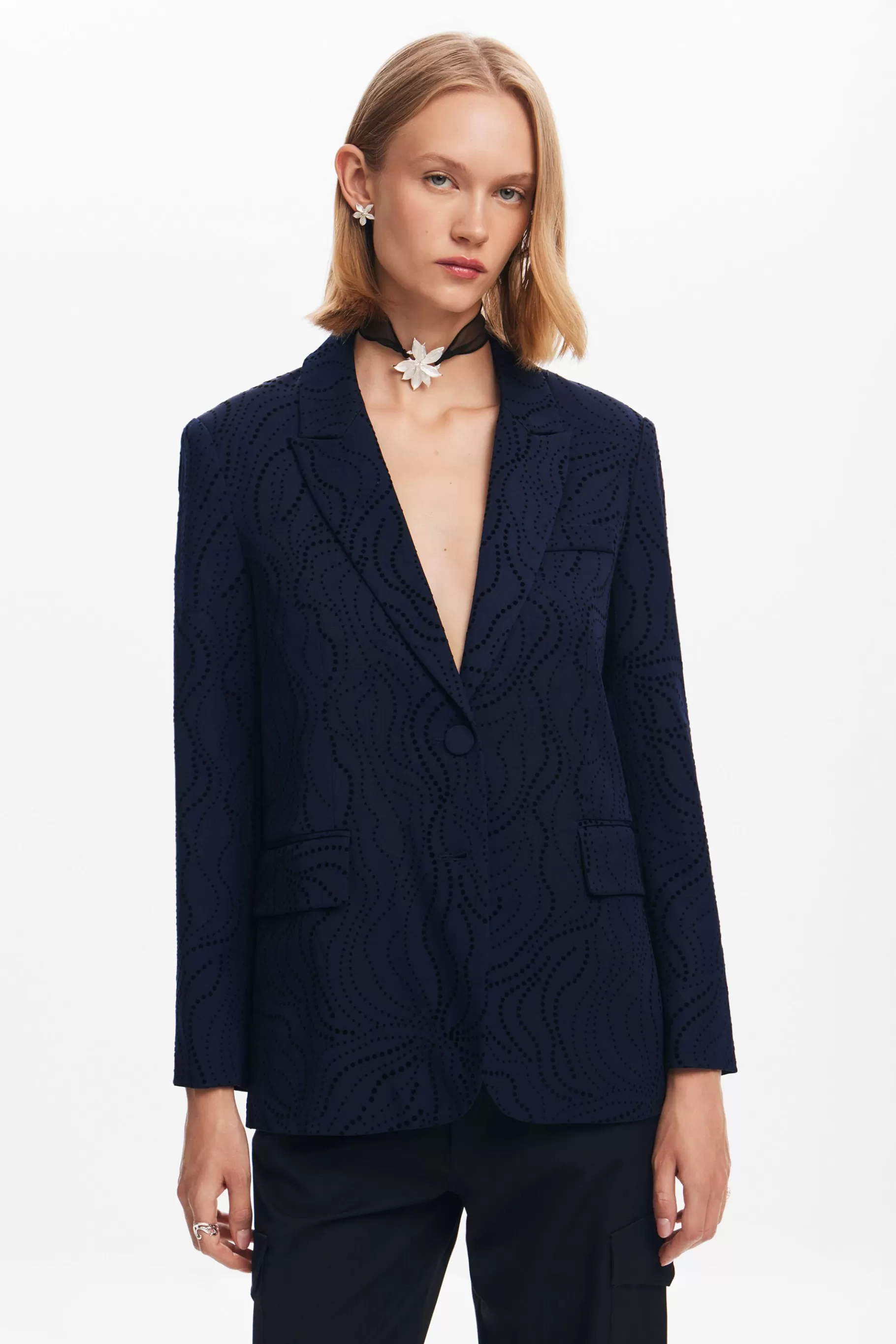 Desigual Blazer bordado flores*Mujer Abrigos Y Chaquetas