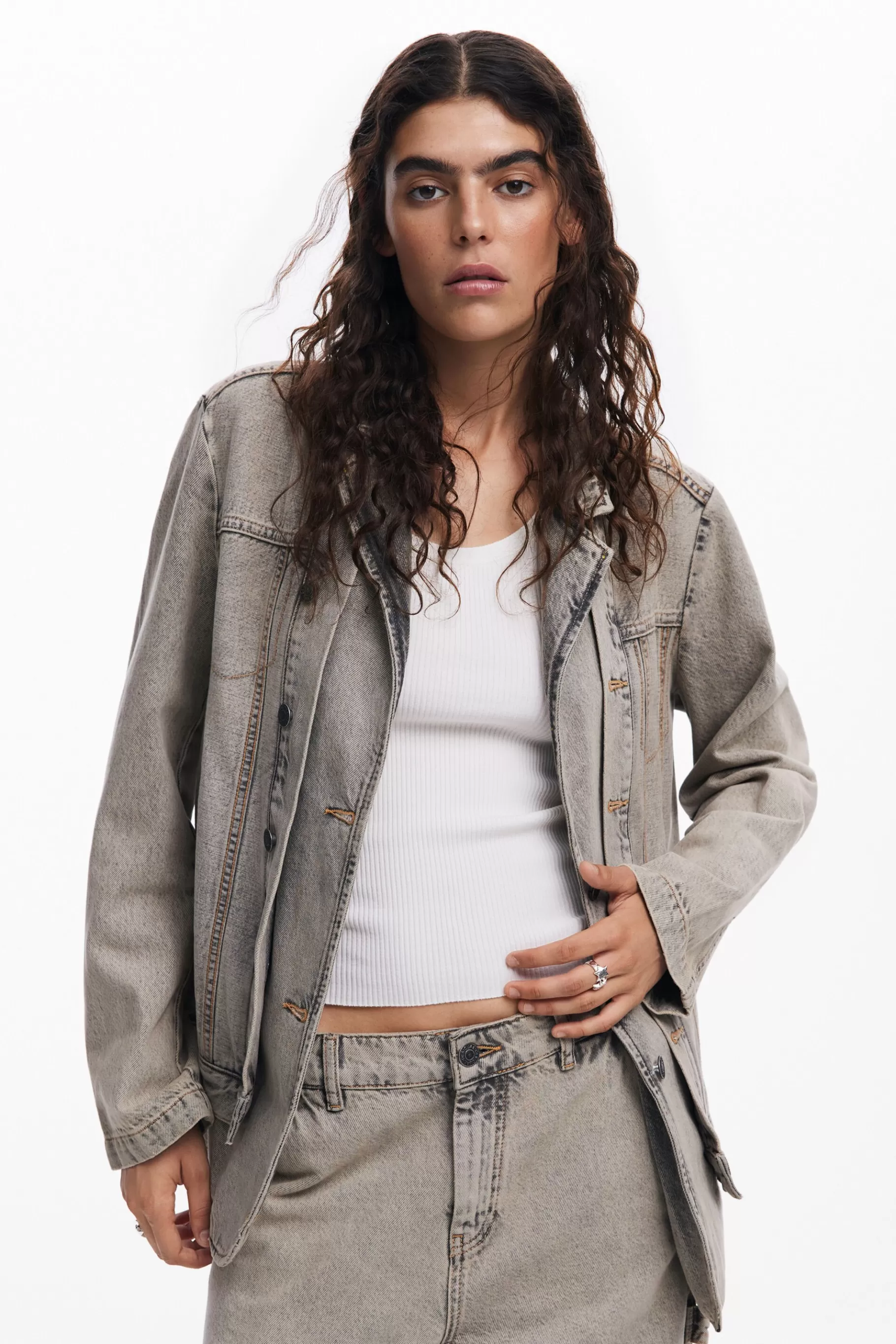 Desigual Blazer denim desgastado*Mujer Abrigos Y Chaquetas