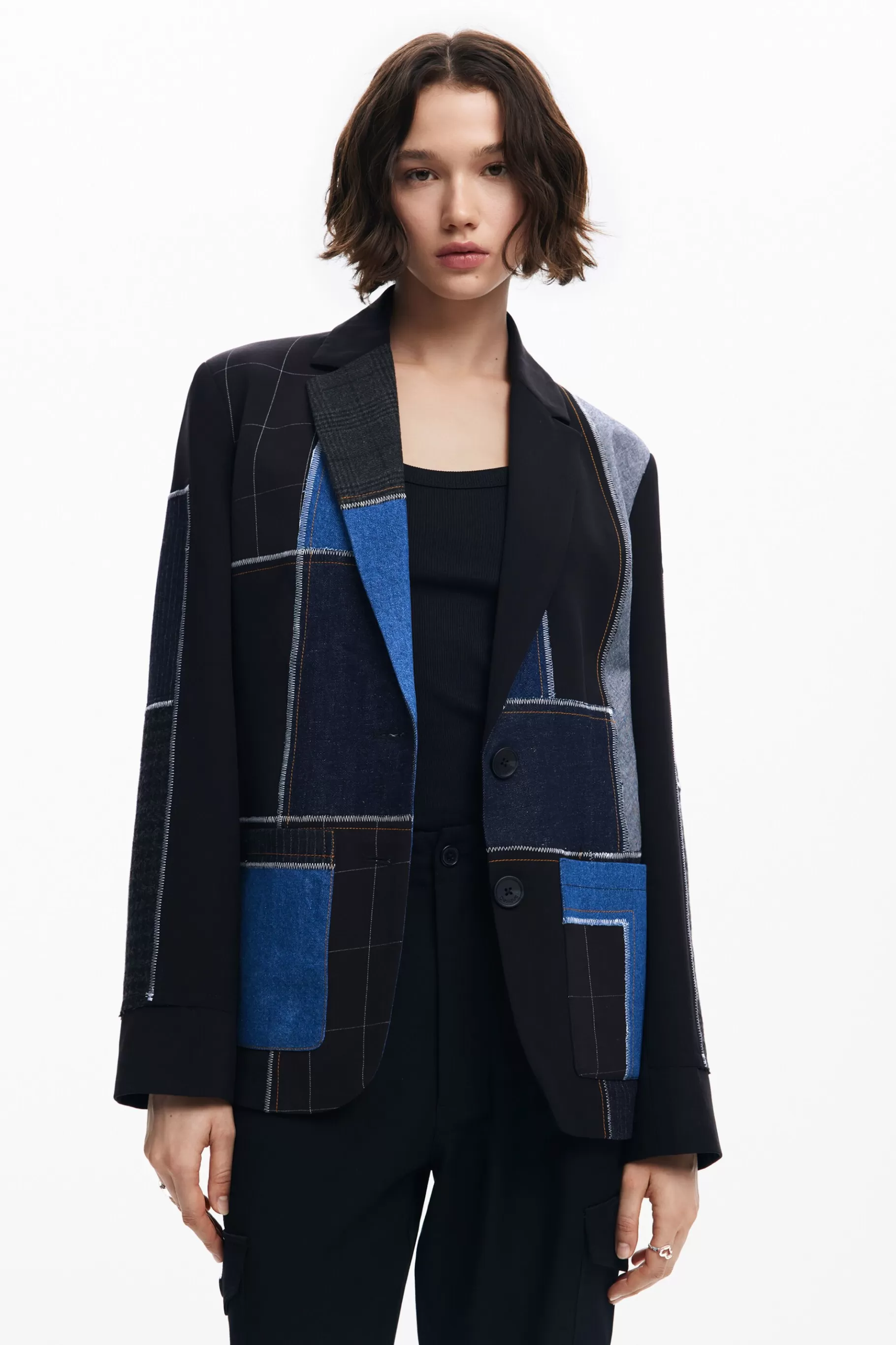 Desigual Blazer patchwork combinada*Mujer Abrigos Y Chaquetas