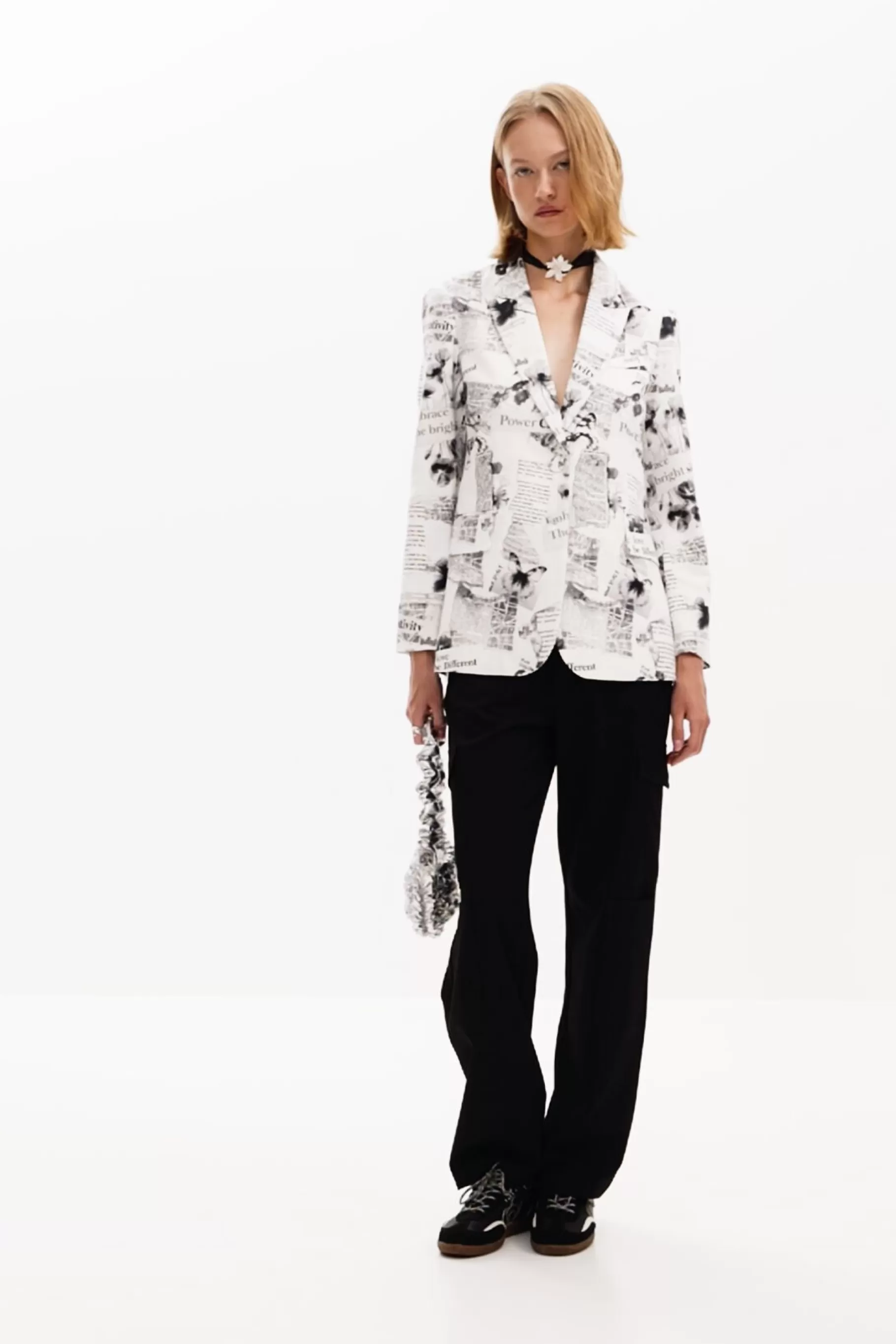 Desigual Blazer recta texto y flores*Mujer Abrigos Y Chaquetas