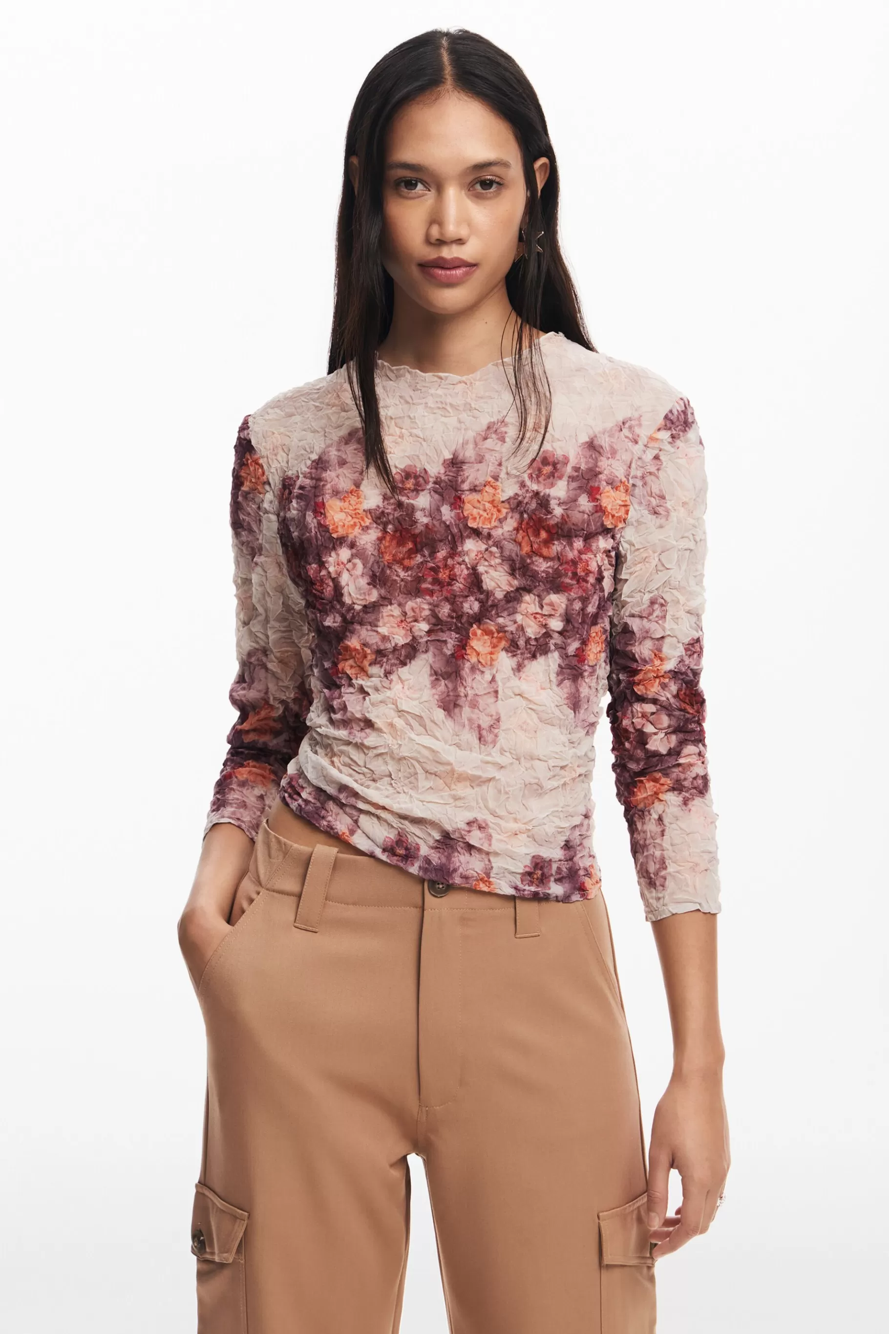 Desigual Blusa flores con textura*Mujer Camisas Y Blusas