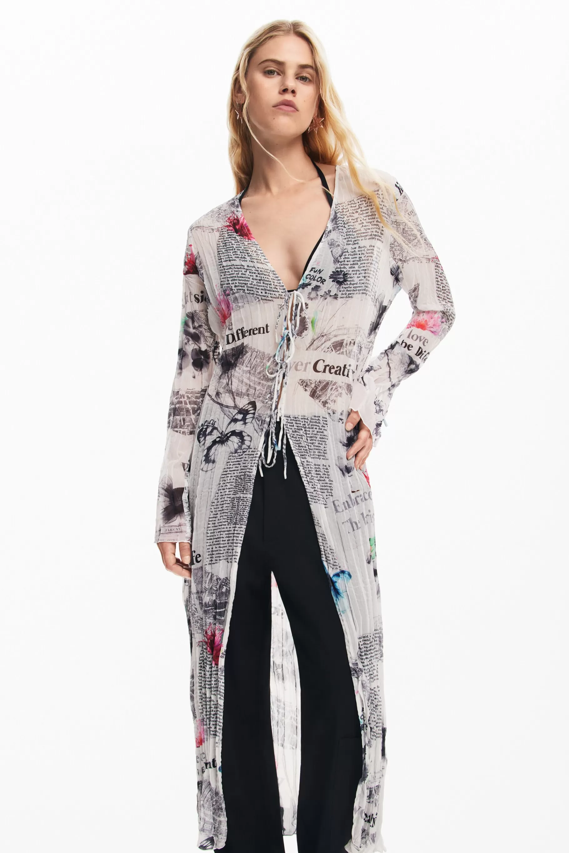 Desigual Blusa larga estampado periódico*Mujer Camisas Y Blusas | Vestidos Y Monos