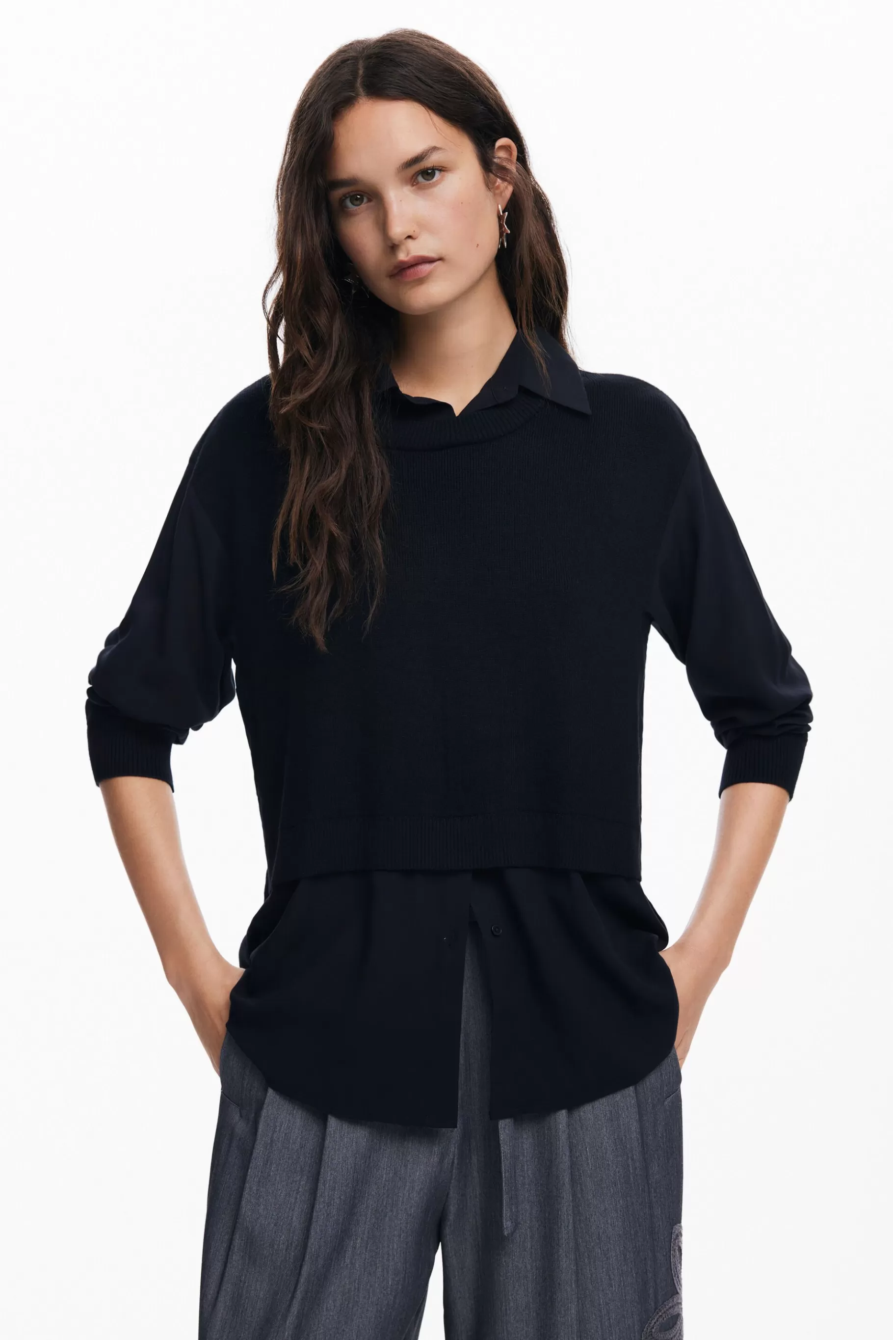 Desigual Camisa combinada punto*Mujer Camisas Y Blusas