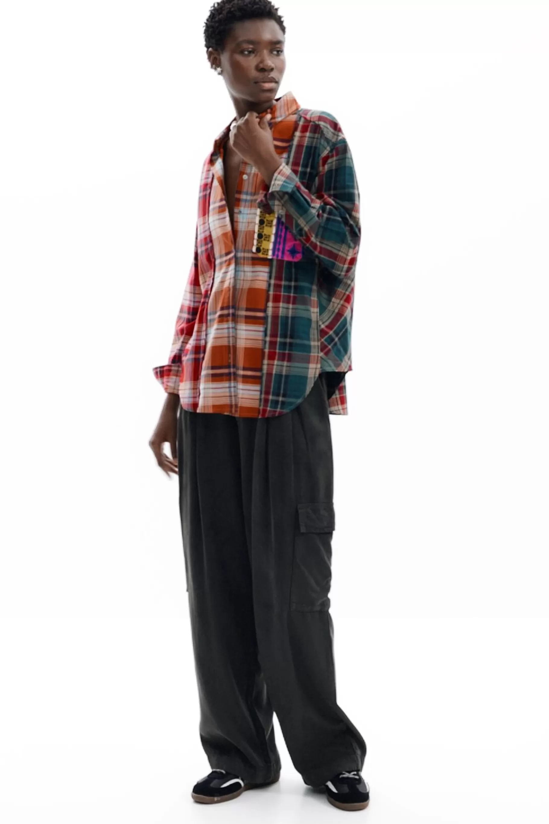 Desigual Camisa cuadros patch*Mujer Camisas Y Blusas