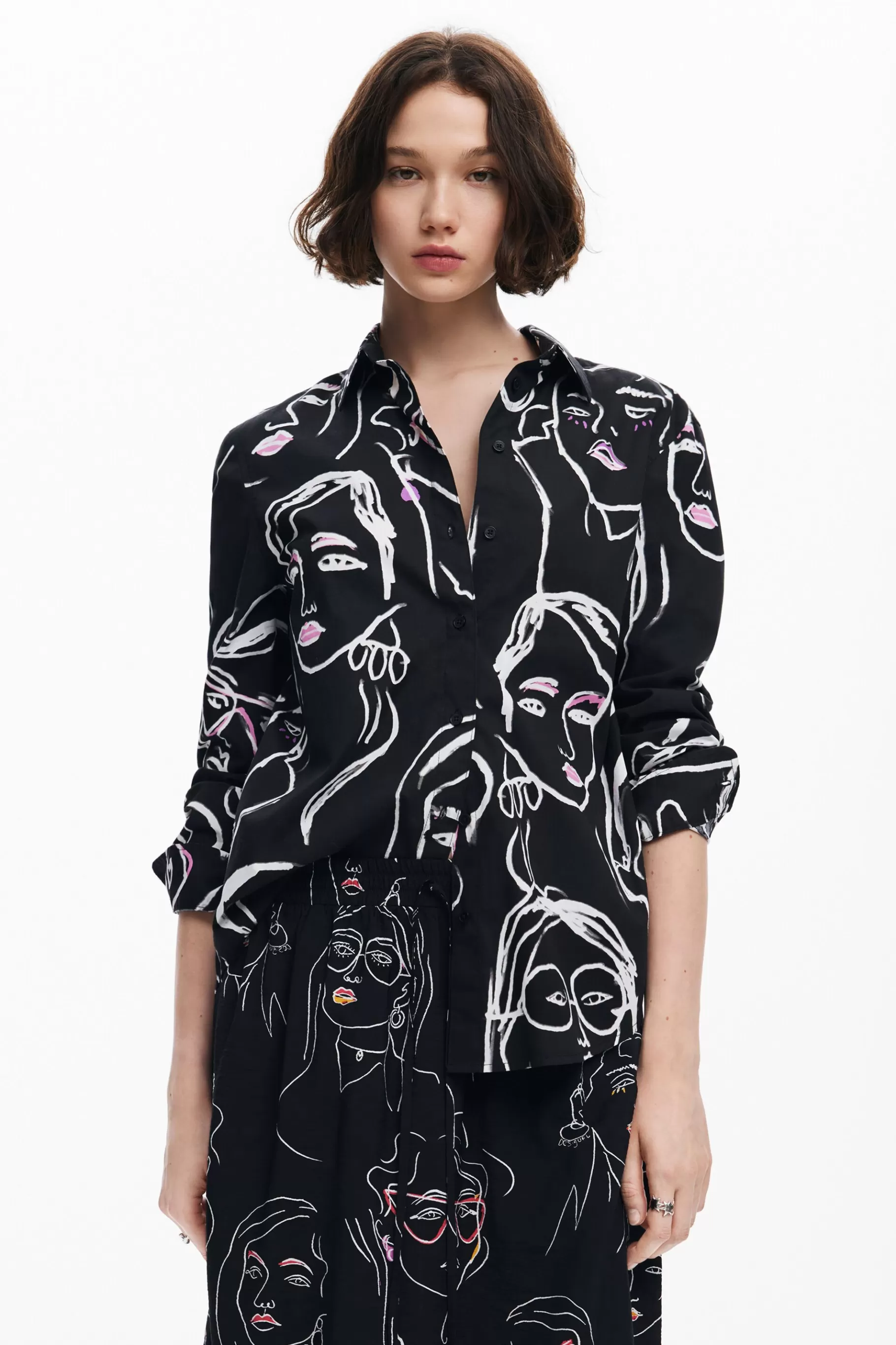 Desigual Camisa estampado caras*Mujer Camisas Y Blusas