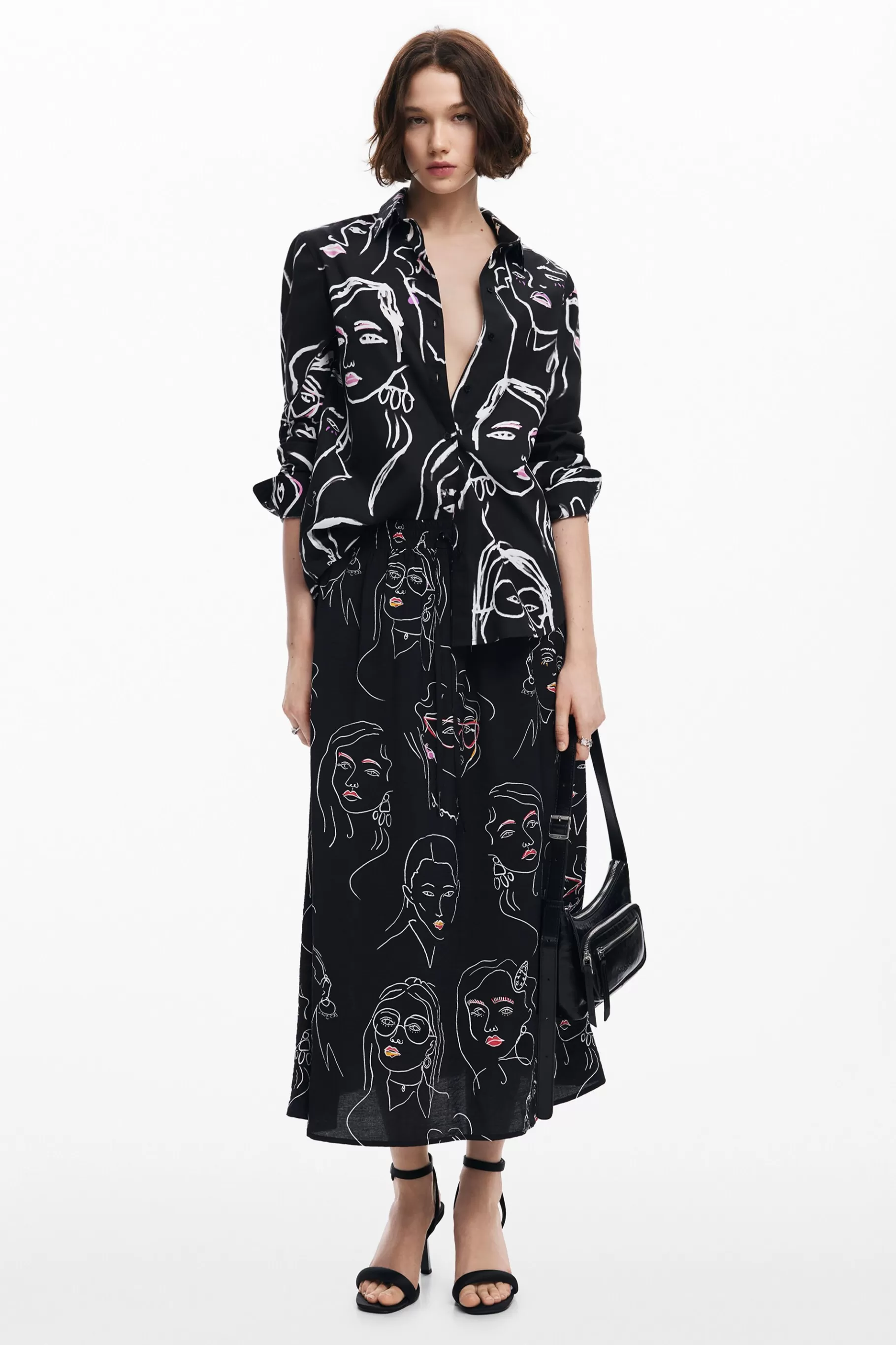 Desigual Camisa estampado caras*Mujer Camisas Y Blusas