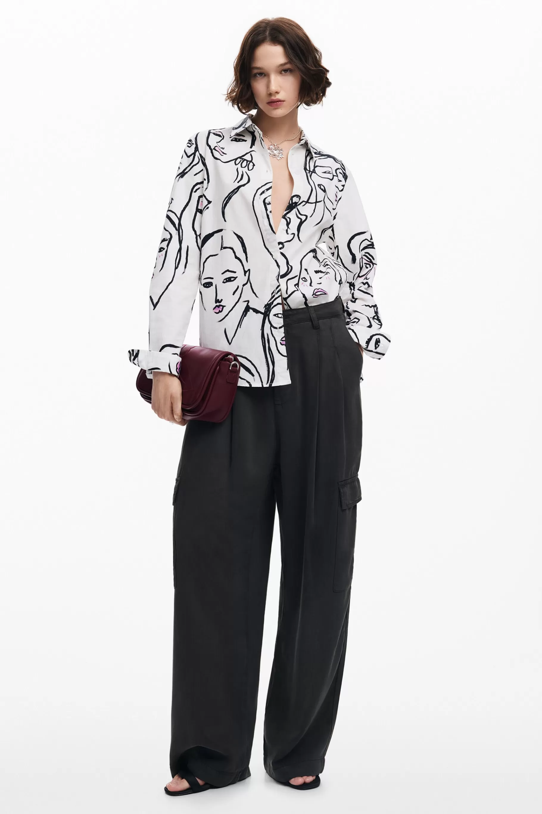 Desigual Camisa estampado caras*Mujer Camisas Y Blusas