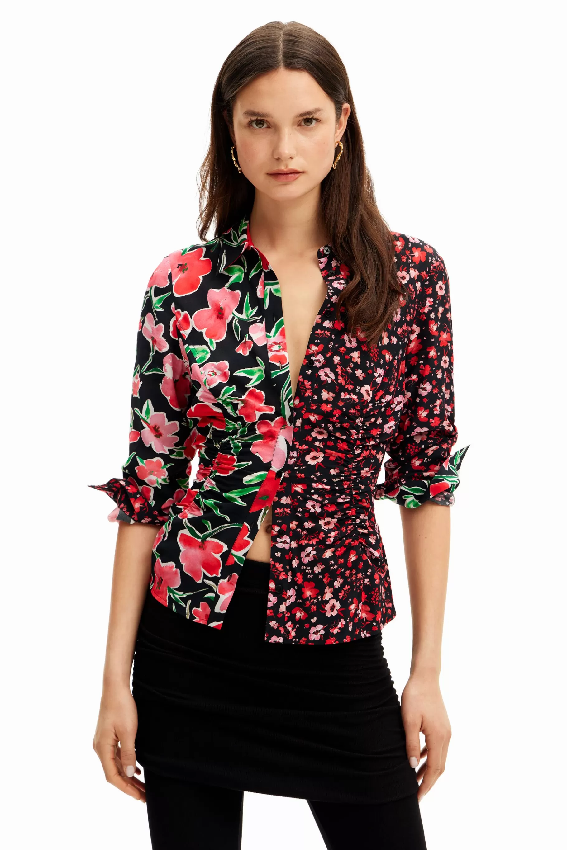 Desigual Camisa fruncida flores*Mujer Camisas Y Blusas