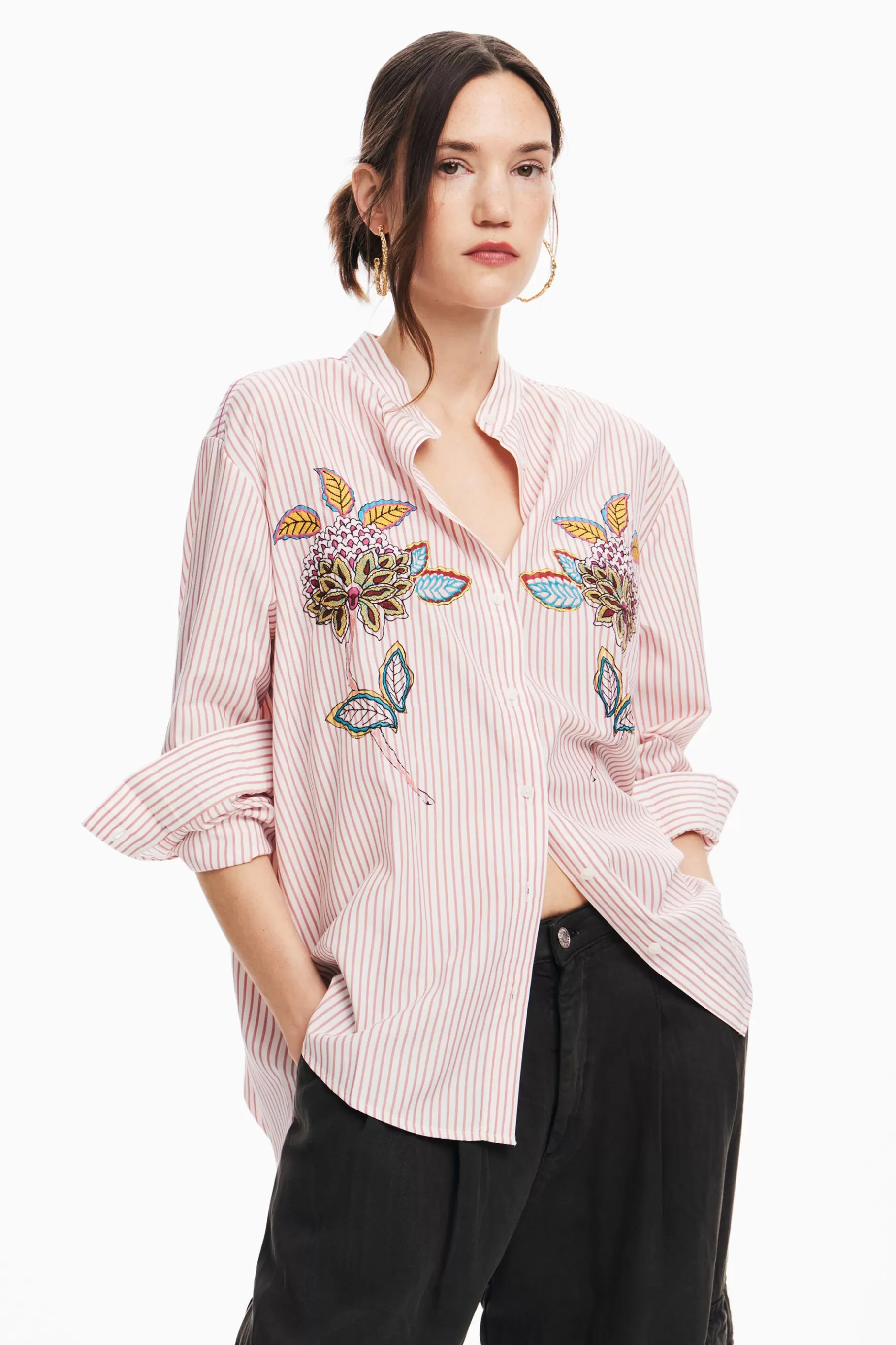 Desigual Camisa rayas flores*Mujer Camisas Y Blusas