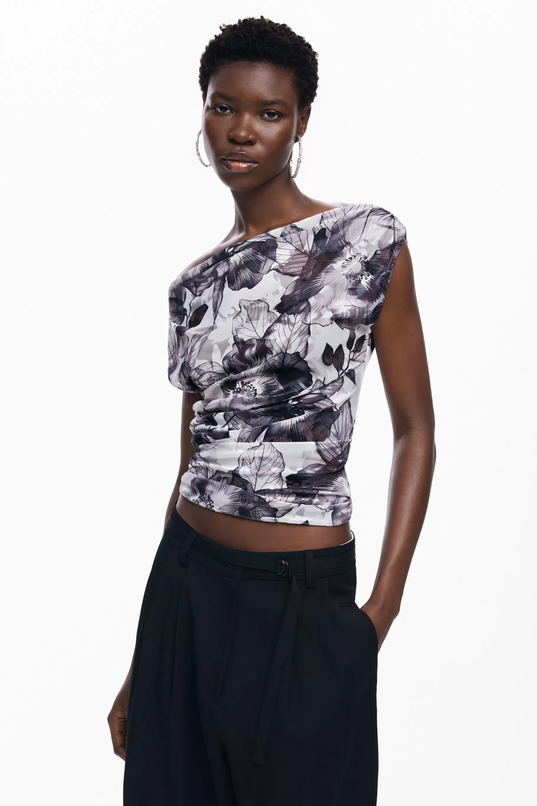 Desigual Camiseta asimétrica flores*Mujer Camisas Y Blusas | Camisetas