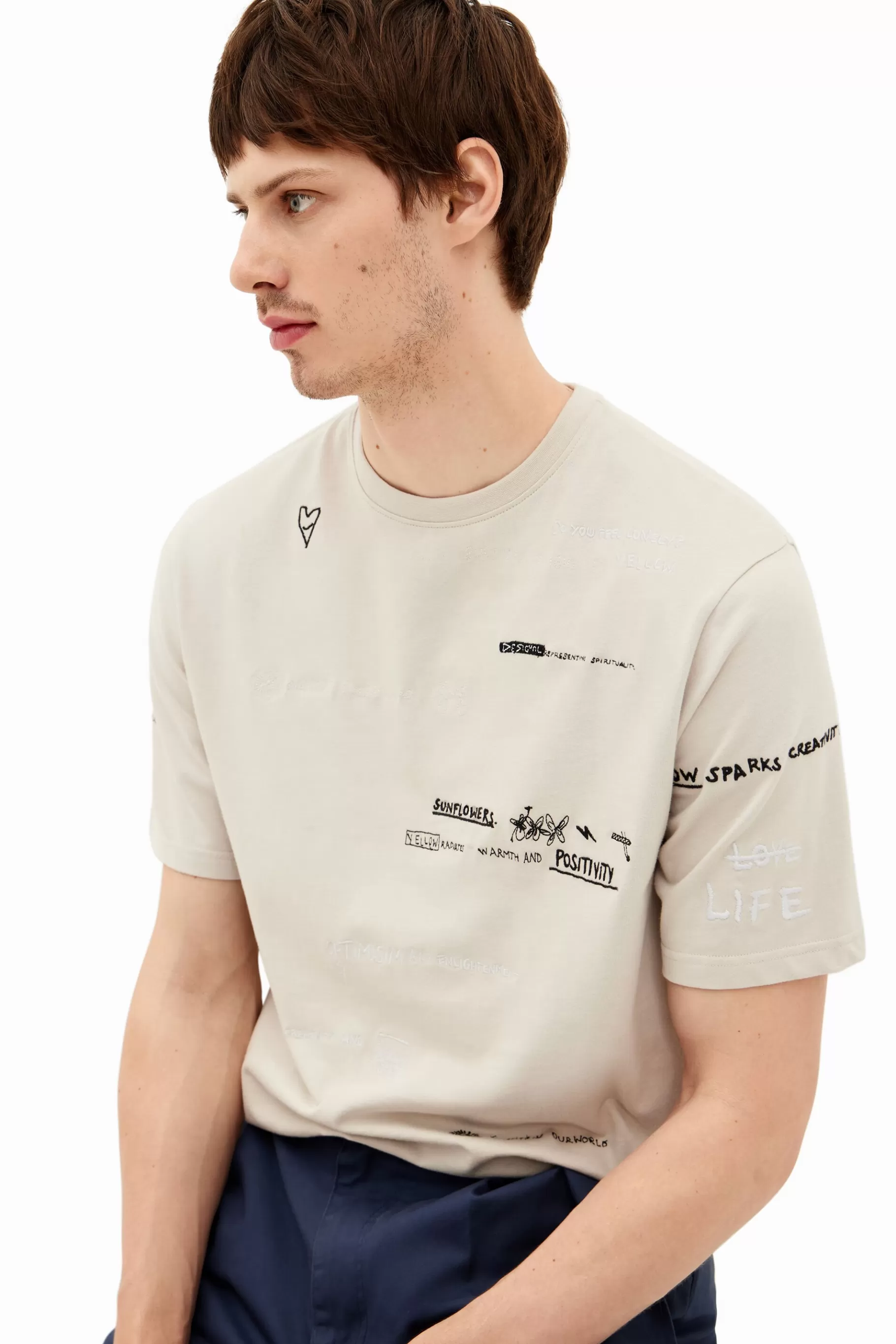 Desigual Camiseta de manga corta con diseño de lettering*Hombre Camisetas