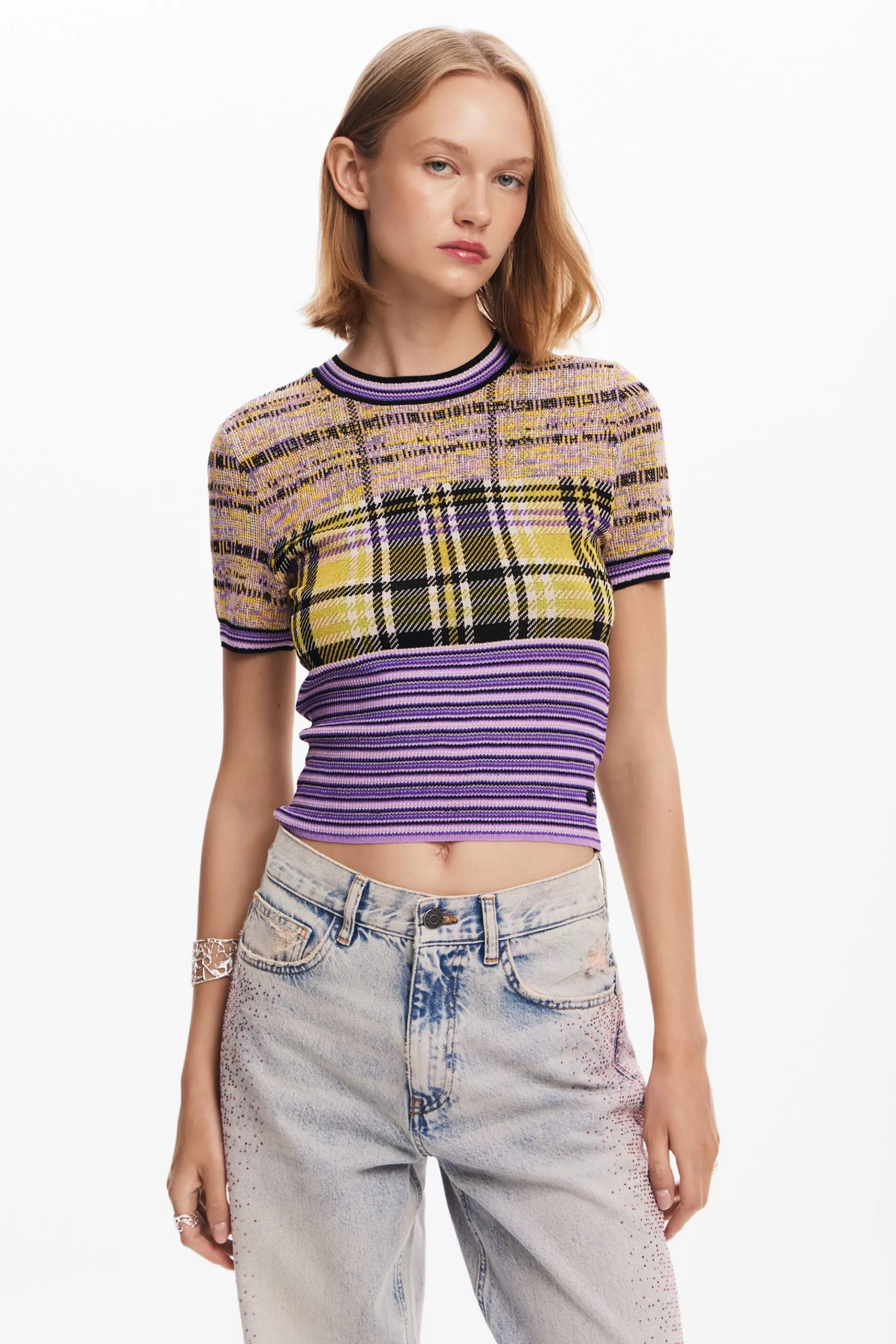 Desigual Camiseta de punto cuadros*Mujer Ropa De Punto | Camisas Y Blusas
