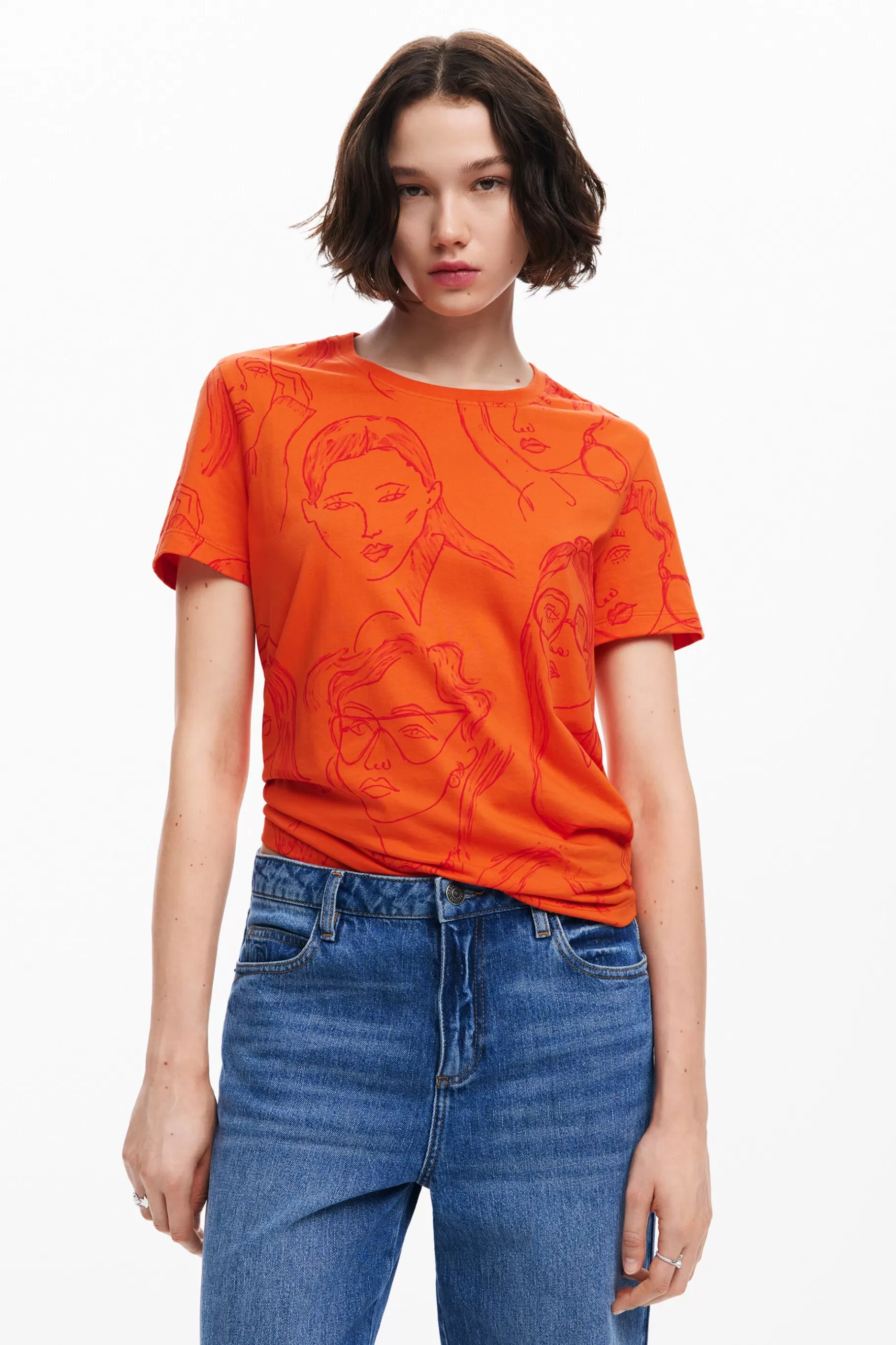 Desigual Camiseta estampado caras*Mujer Camisas Y Blusas | Camisetas