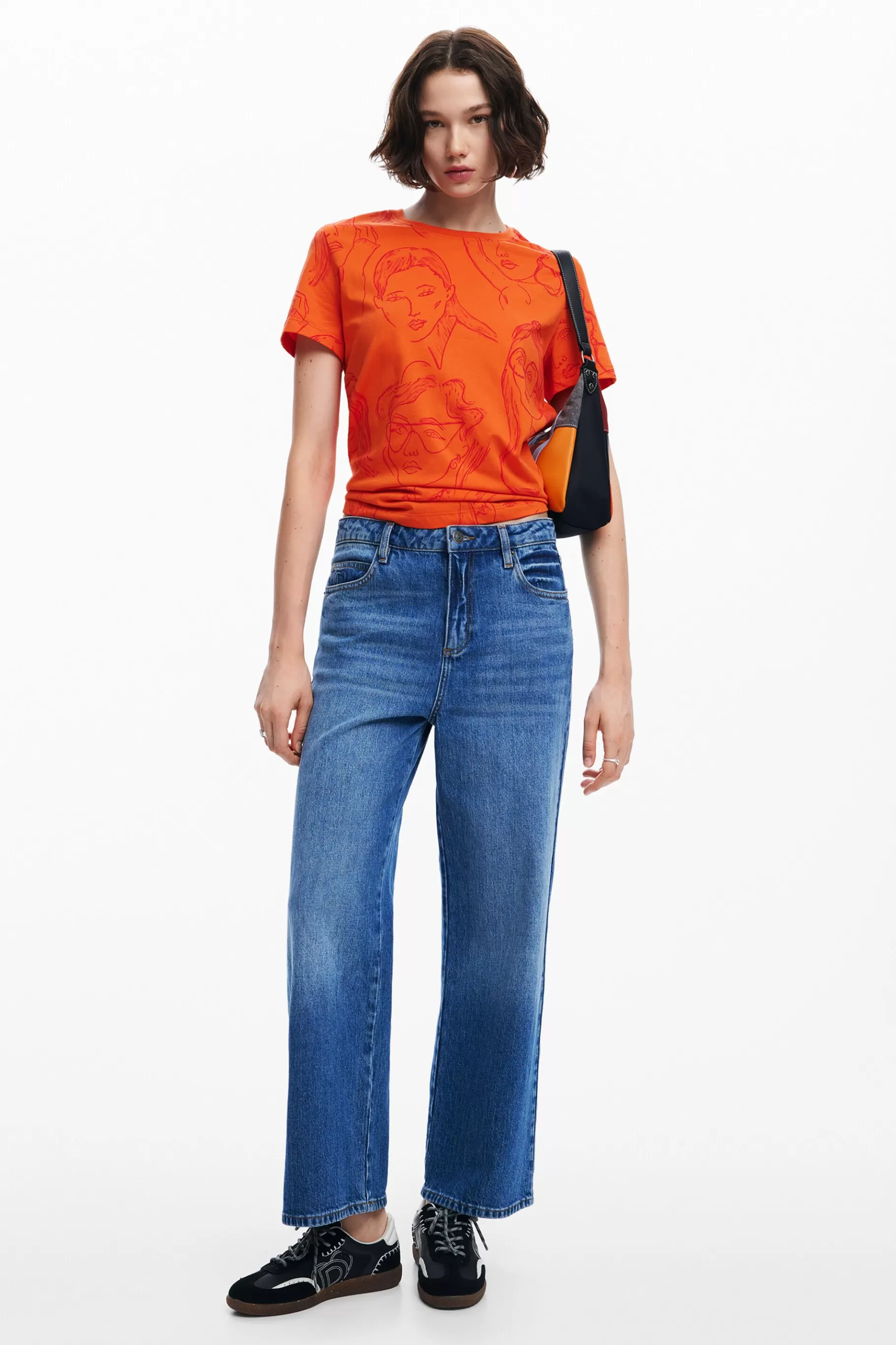 Desigual Camiseta estampado caras*Mujer Camisas Y Blusas | Camisetas
