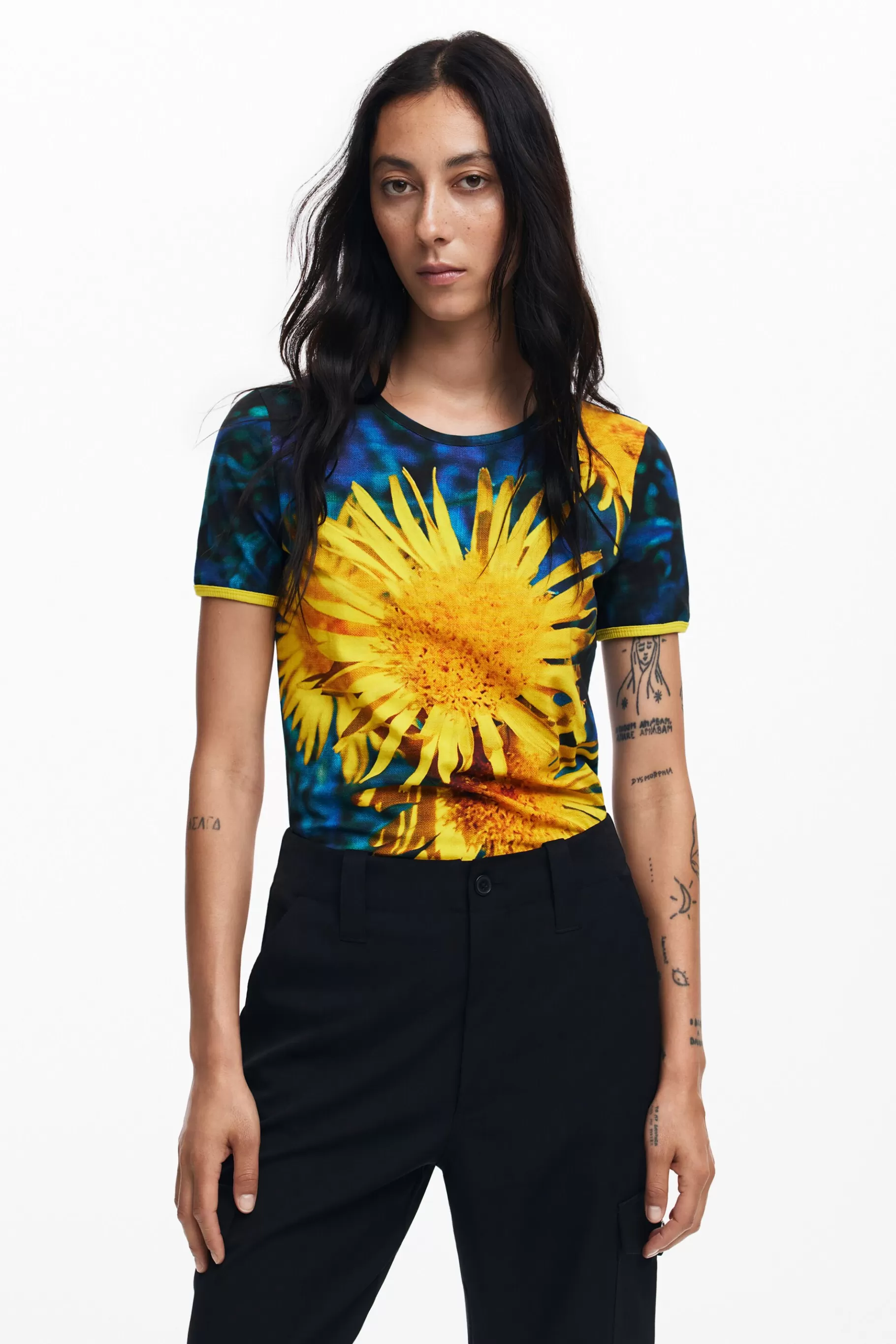 Desigual Camiseta girasoles*Mujer Camisas Y Blusas | Camisetas