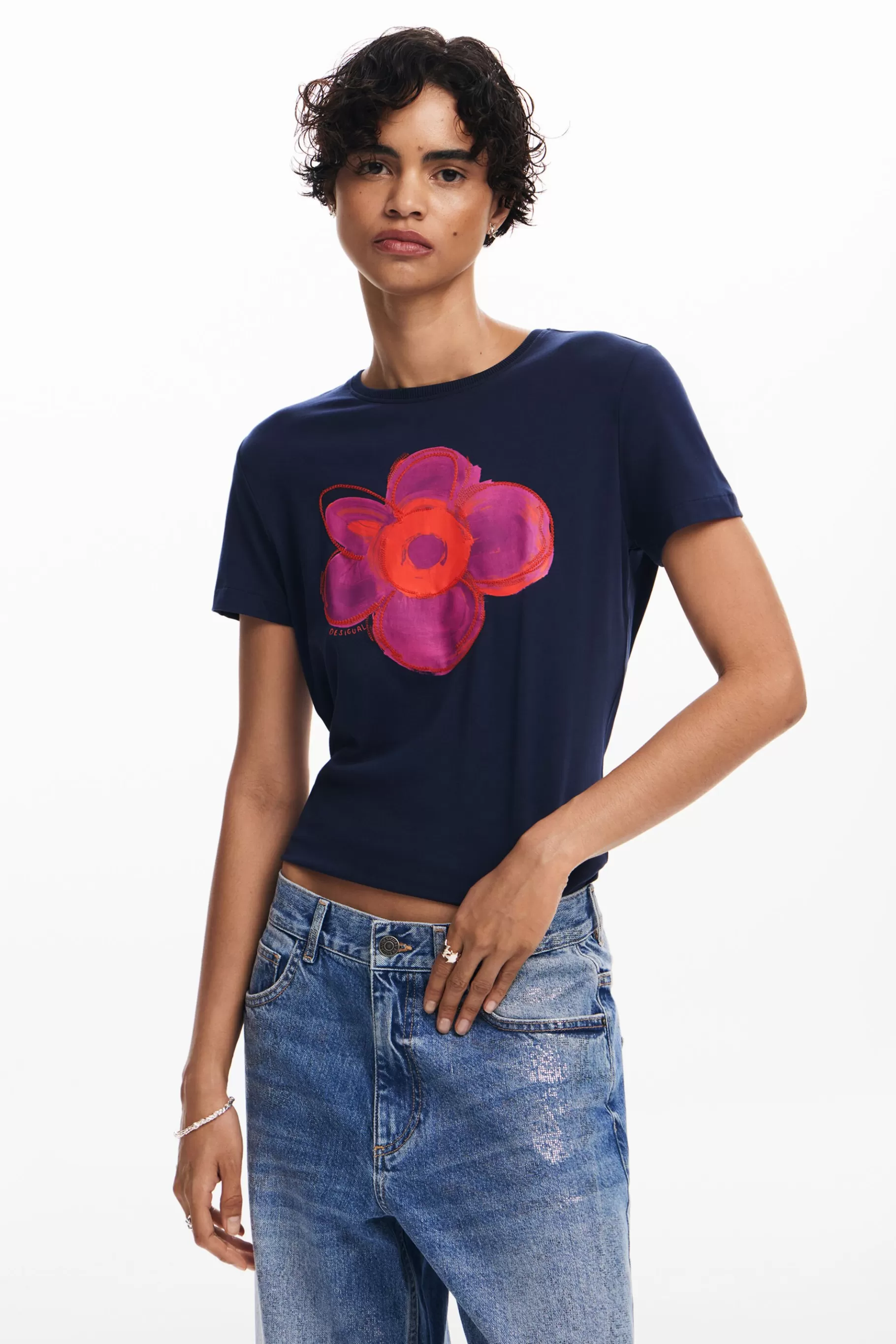 Desigual Camiseta ilustración flor*Mujer Camisas Y Blusas | Camisetas