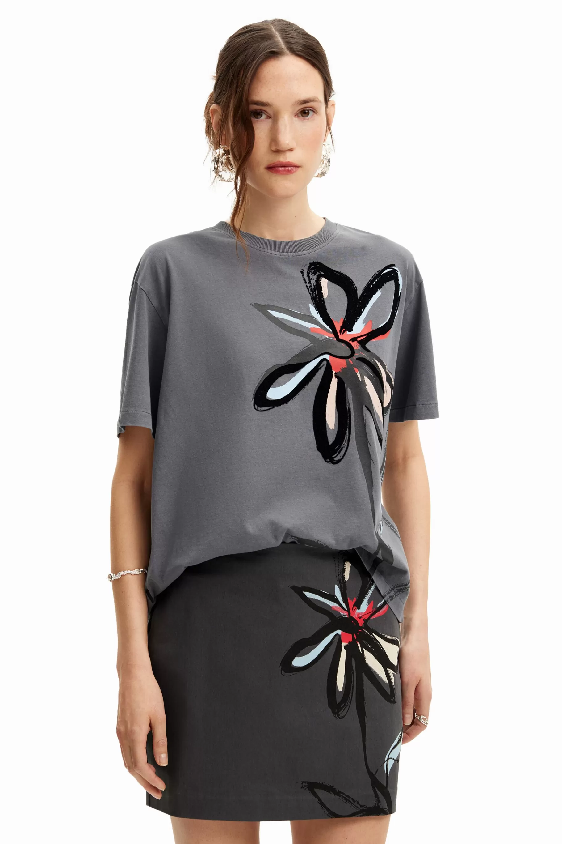 Desigual Camiseta ilustración flor*Mujer Camisas Y Blusas | Camisetas