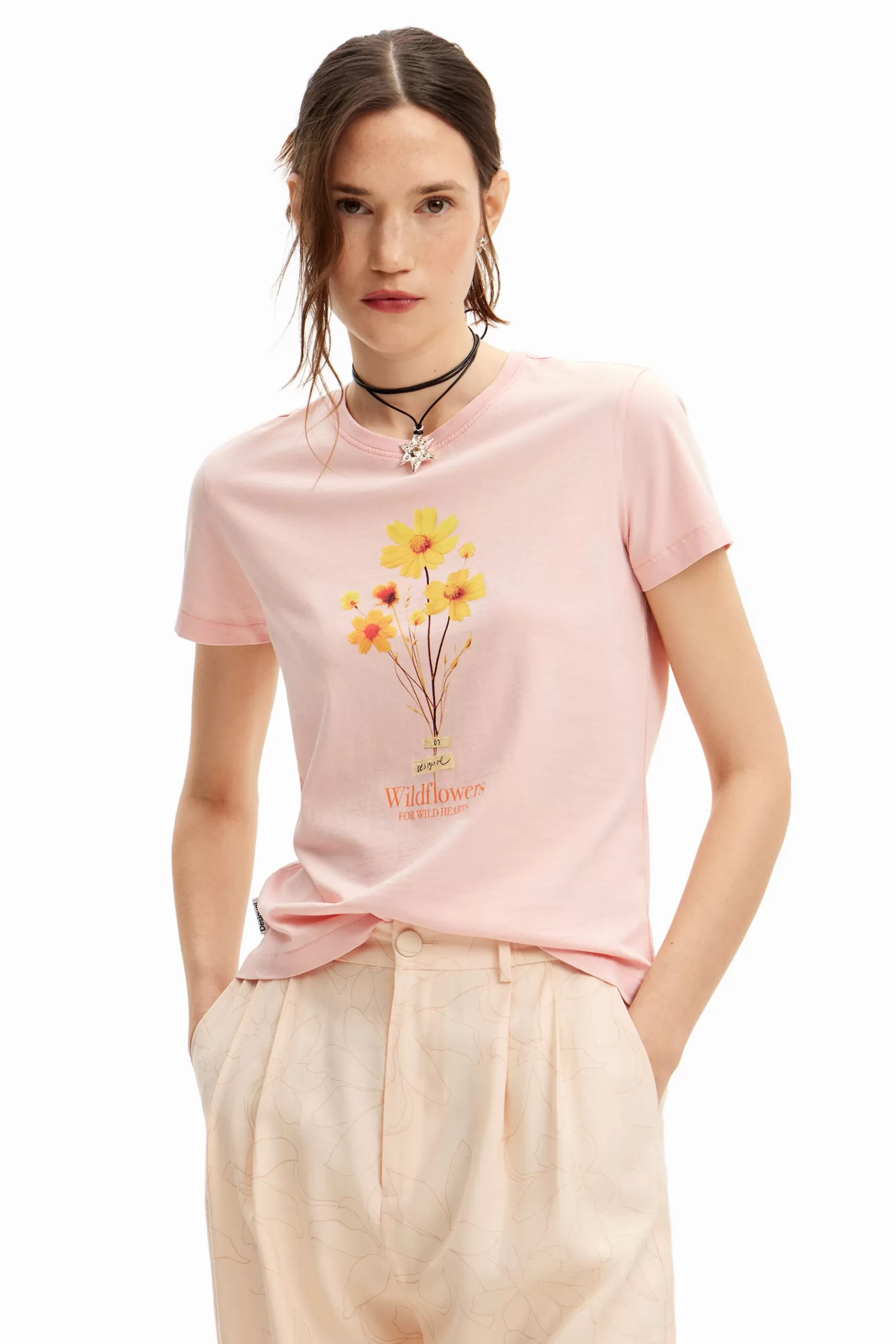 Desigual Camiseta ilustración margarita*Mujer Camisas Y Blusas | Camisetas