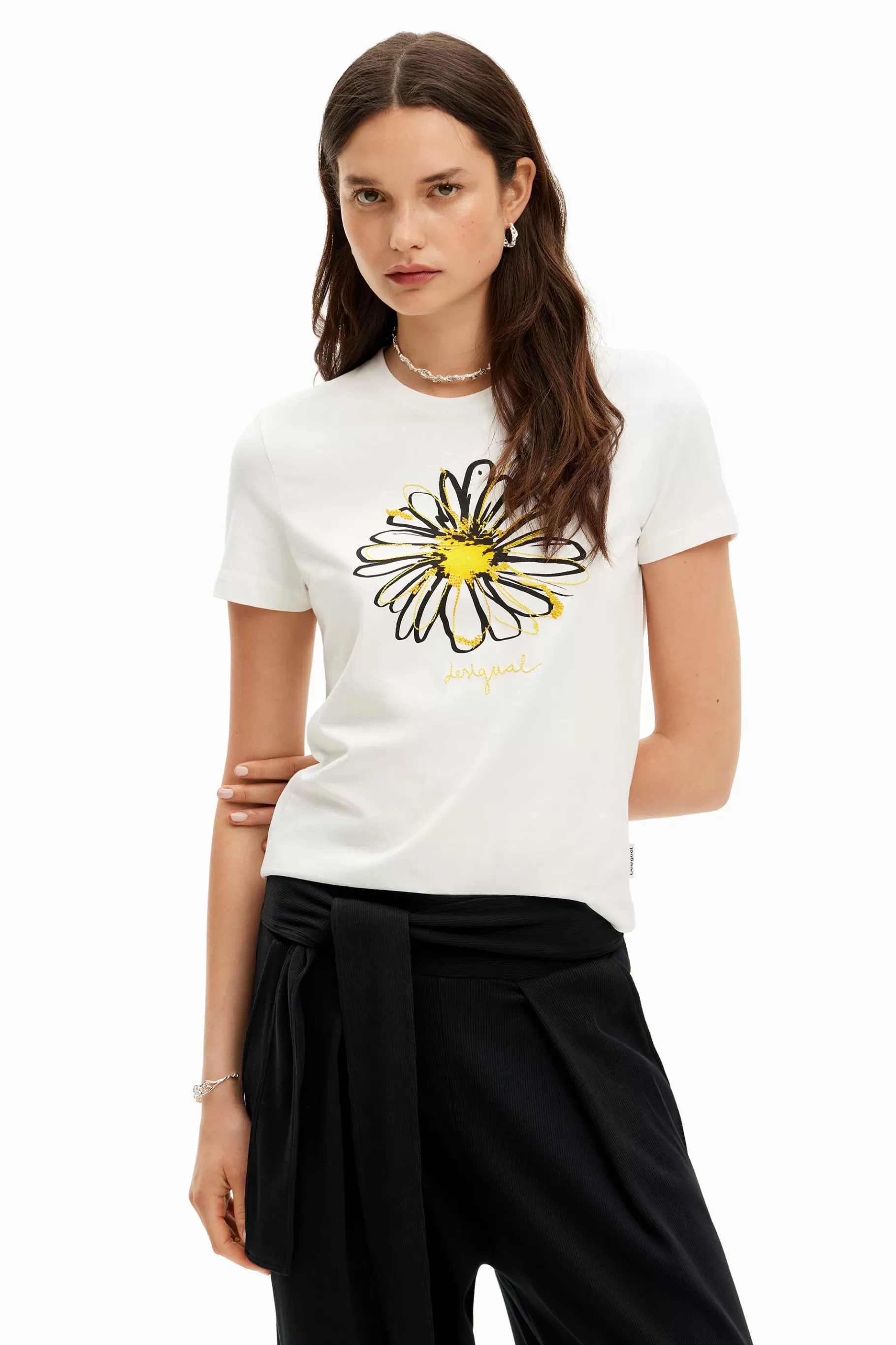 Desigual Camiseta ilustración margarita*Mujer Camisas Y Blusas | Camisetas
