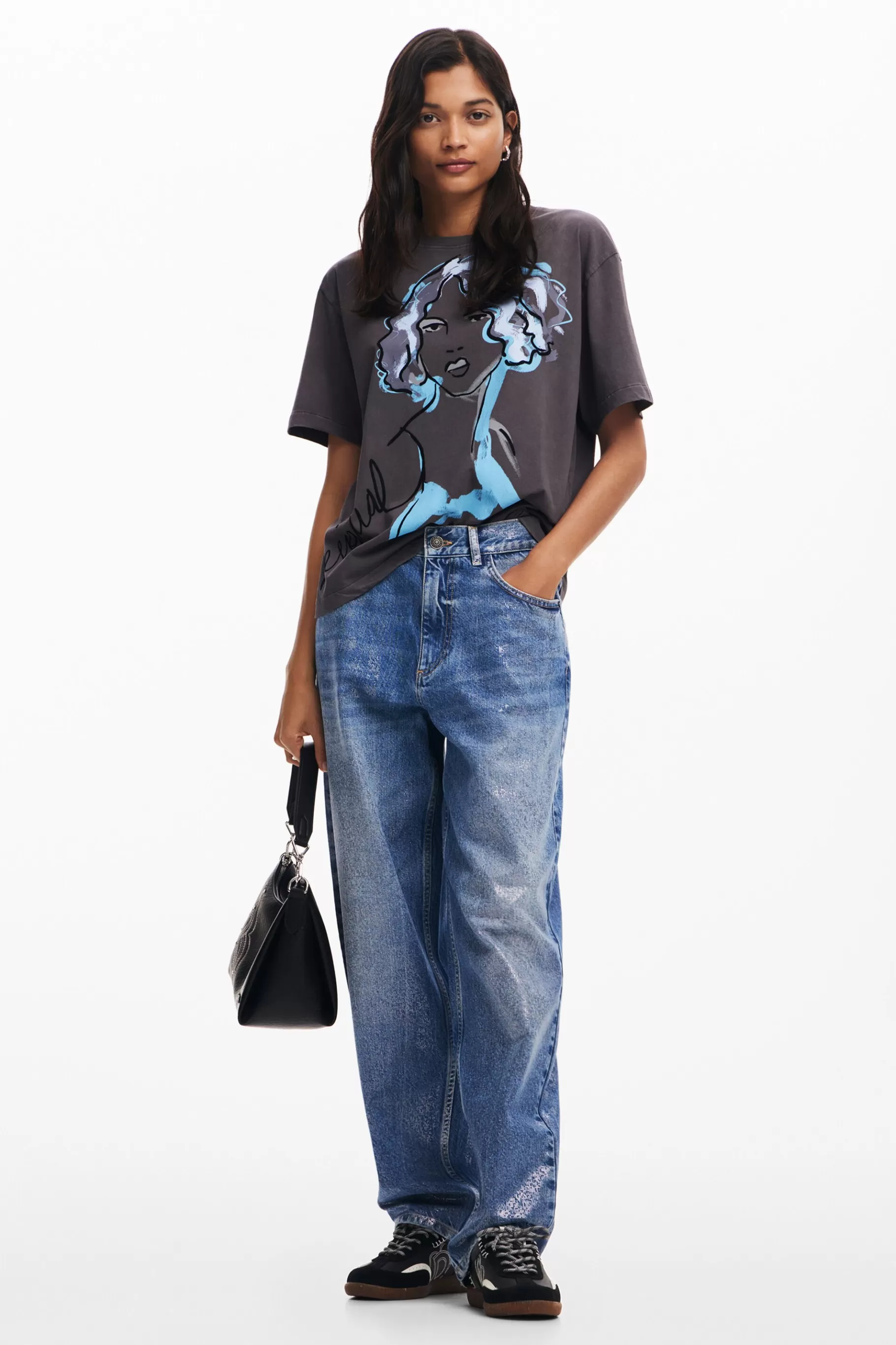 Desigual Camiseta ilustración rostro*Mujer Camisas Y Blusas | Camisetas