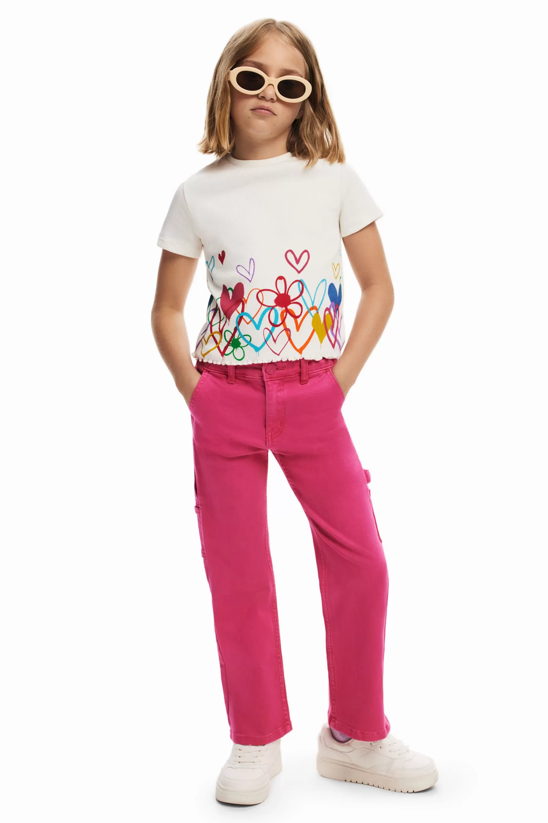 Desigual Camiseta ilustraciones corazones* Camisetas Y Camisas