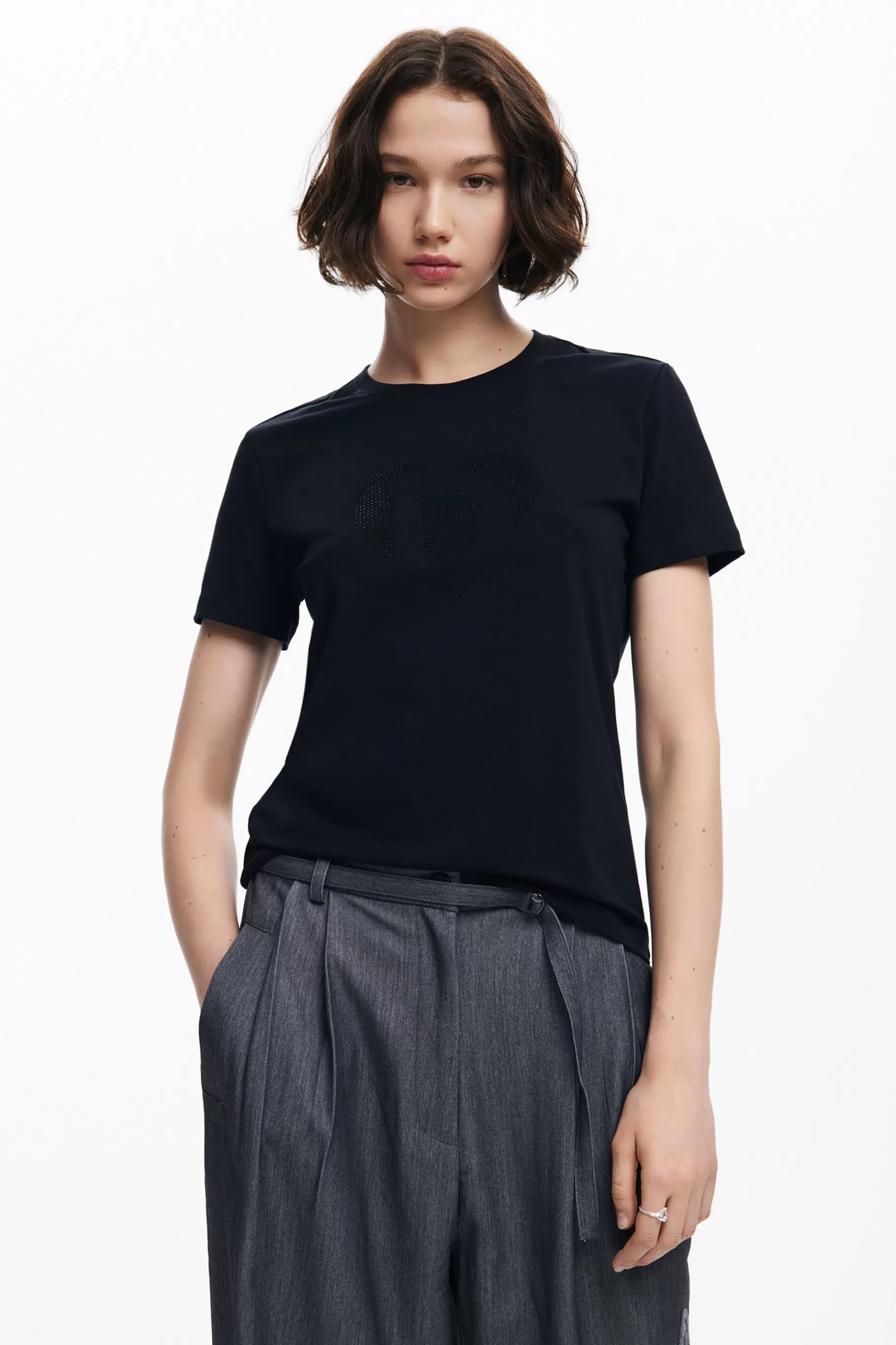Desigual Camiseta imagotipo strass*Mujer Camisas Y Blusas | Camisetas