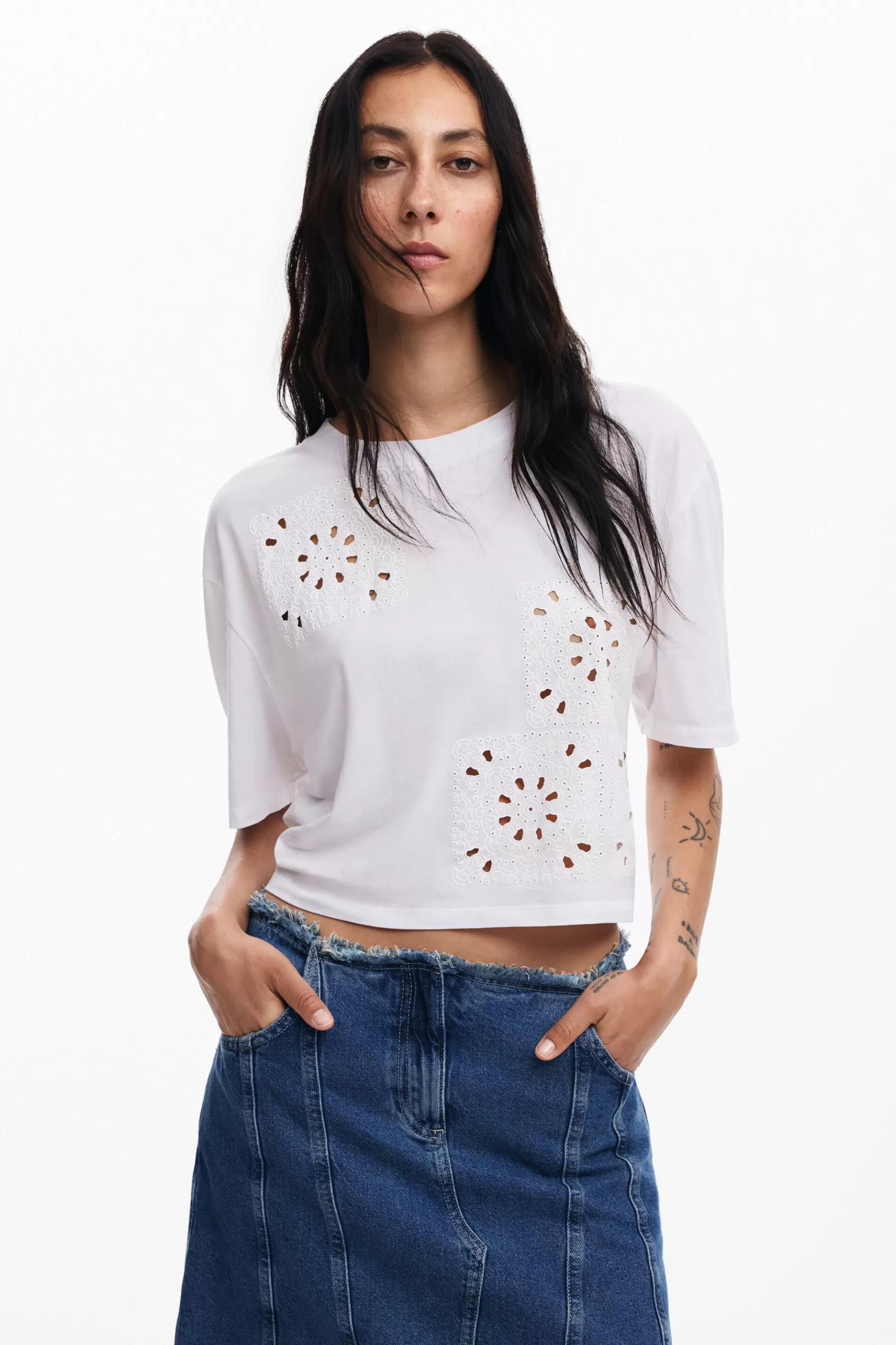Desigual Camiseta lisa detalles*Mujer Camisas Y Blusas | Camisetas