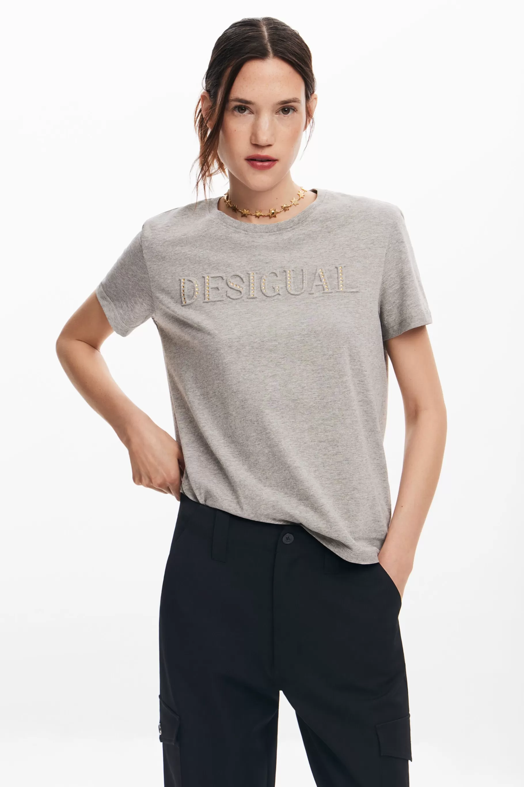 Desigual Camiseta logotipo strass*Mujer Camisas Y Blusas | Camisetas