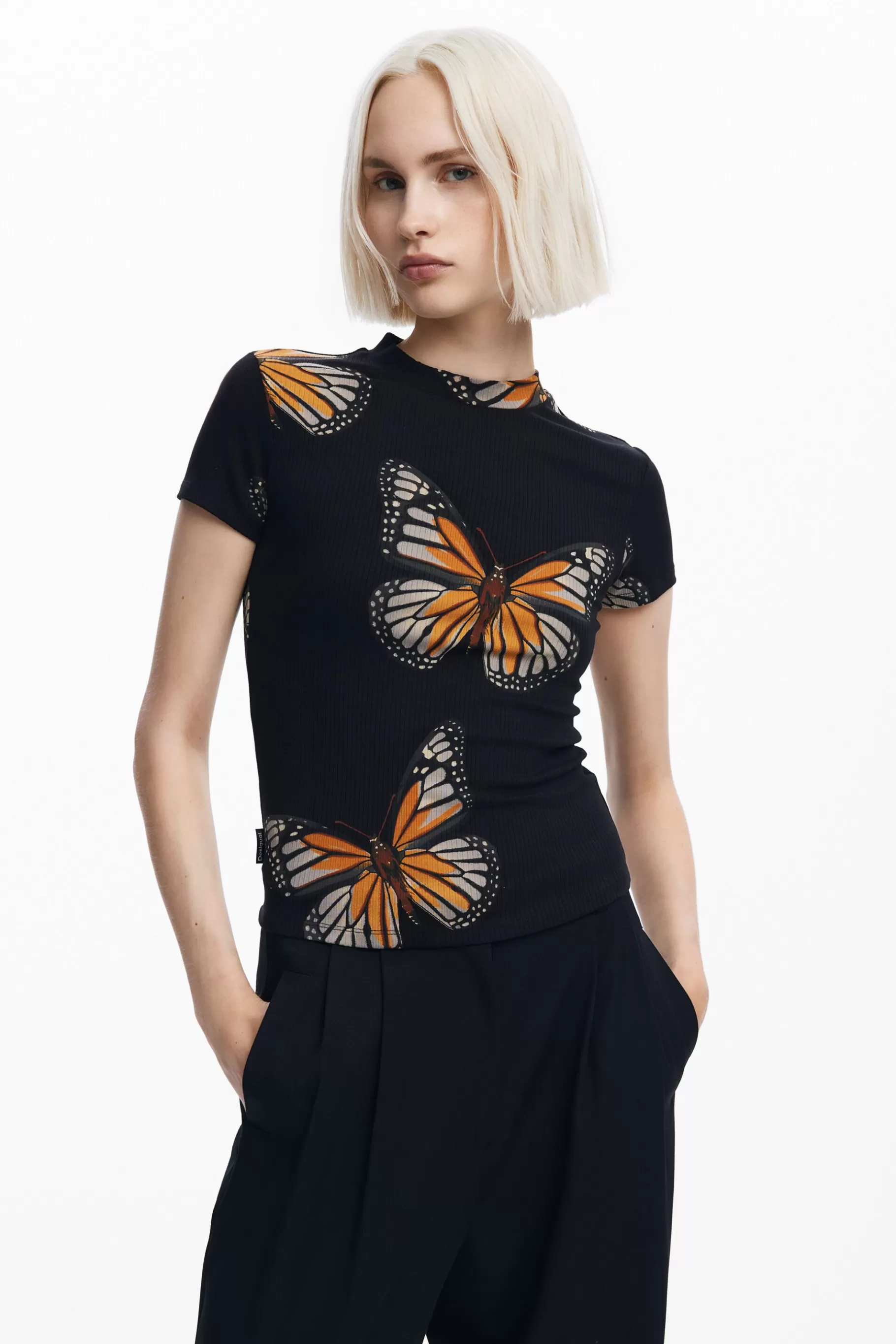 Desigual Camiseta manga corta mariposas*Mujer Ropa De Punto | Camisas Y Blusas