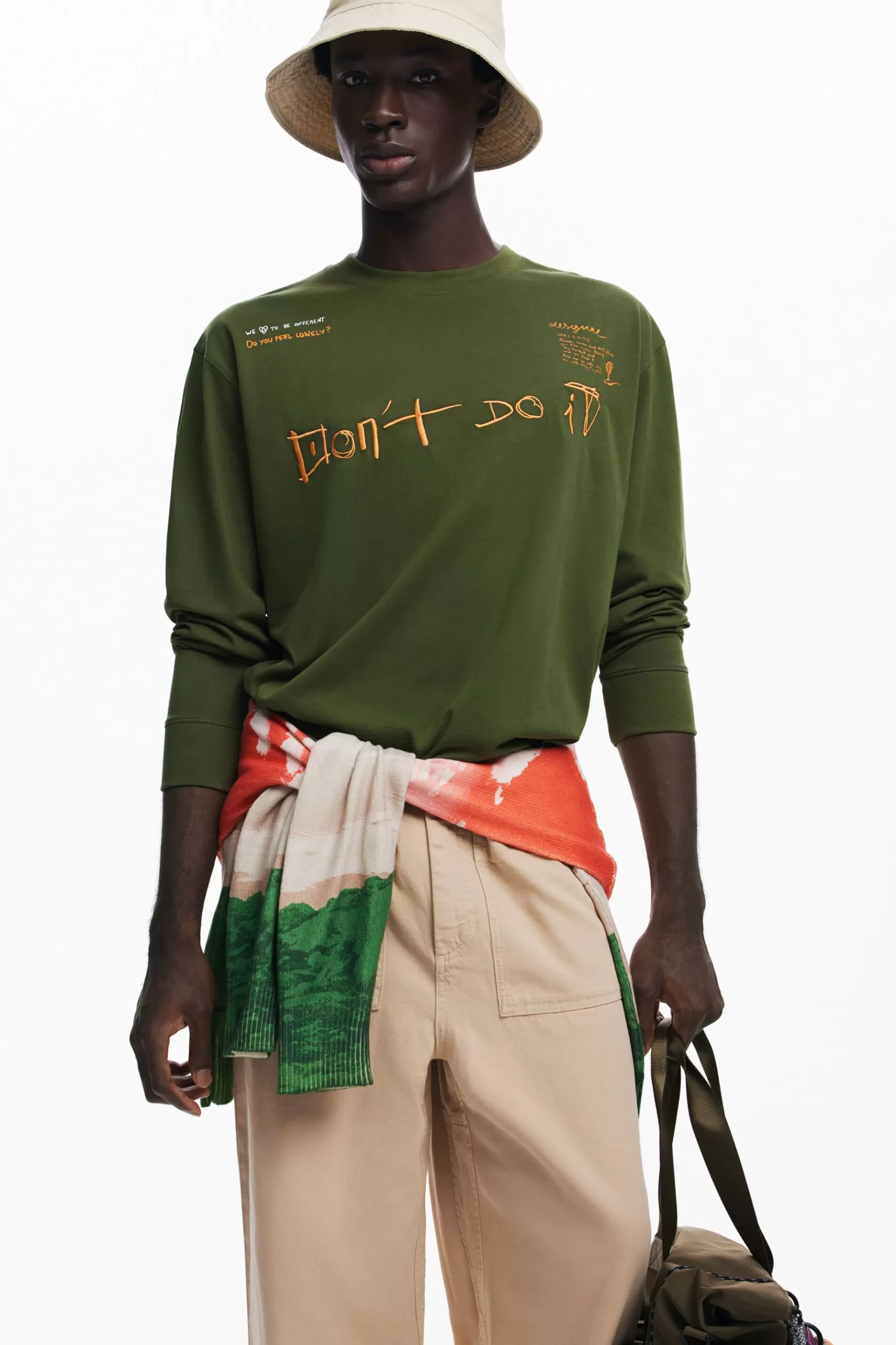 Desigual Camiseta mensaje manga larga*Hombre Camisetas