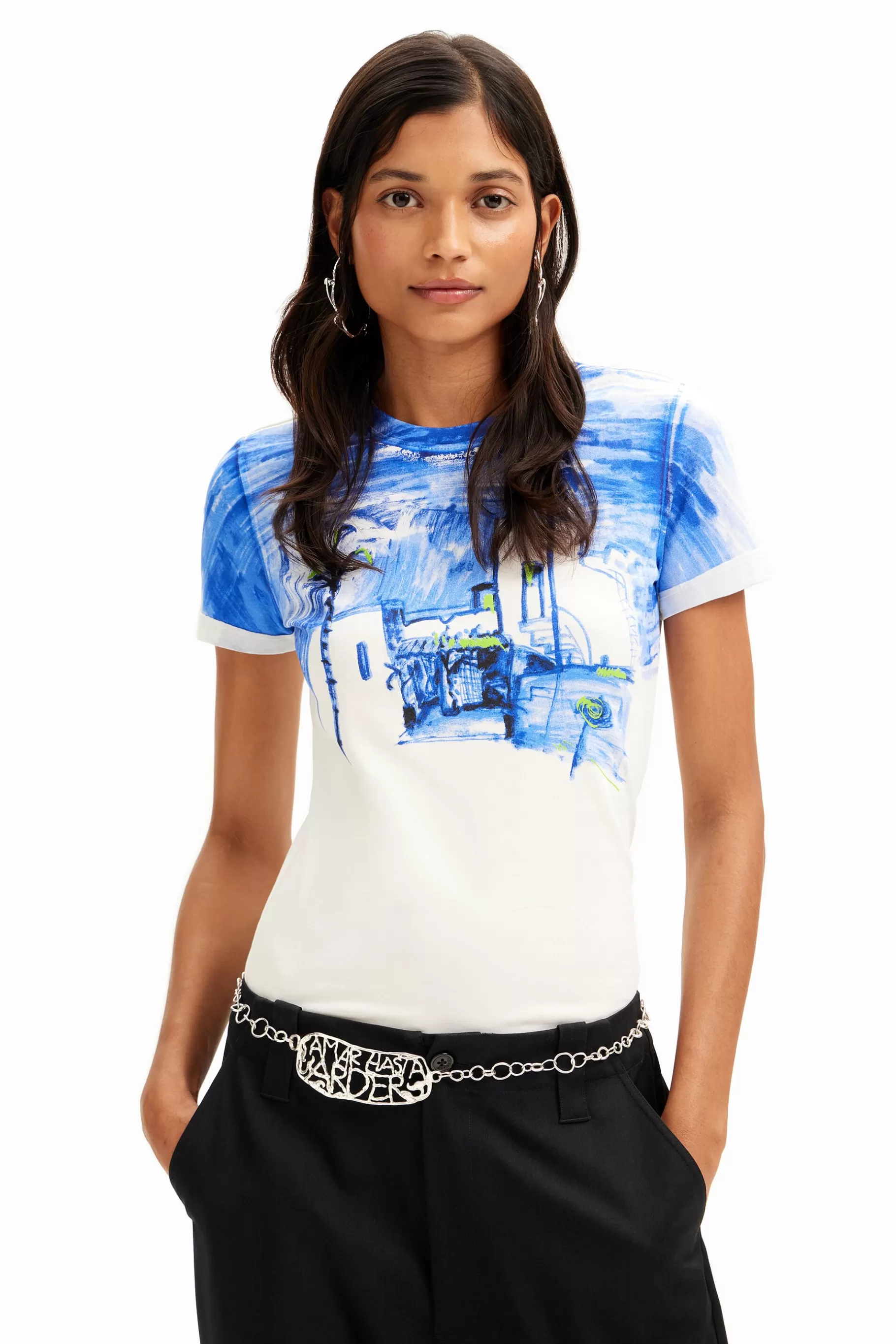 Desigual Camiseta paisaje mediterráneo*Mujer Camisas Y Blusas | Camisetas