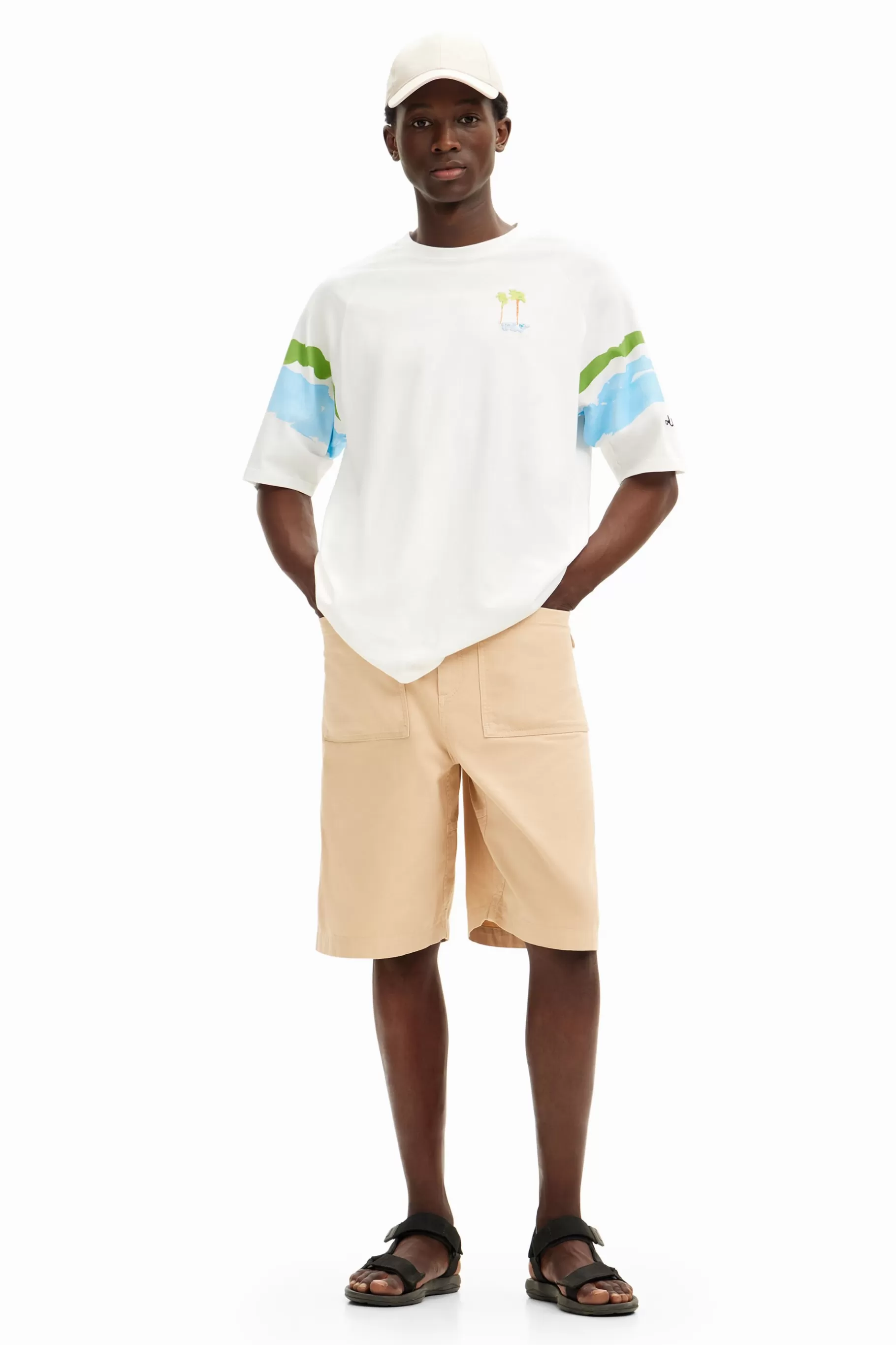 Desigual Camiseta palmeras acuarela*Hombre Camisetas