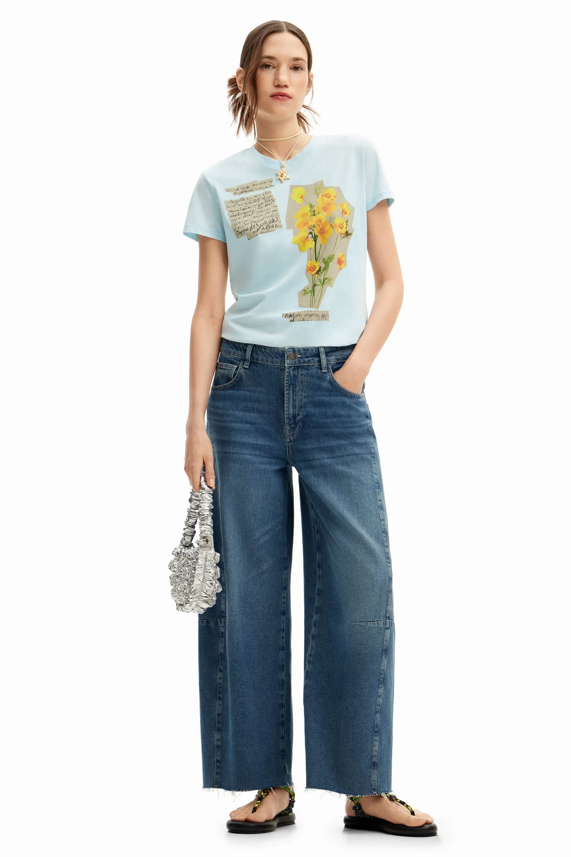 Desigual Camiseta parches flores*Mujer Camisas Y Blusas | Camisetas
