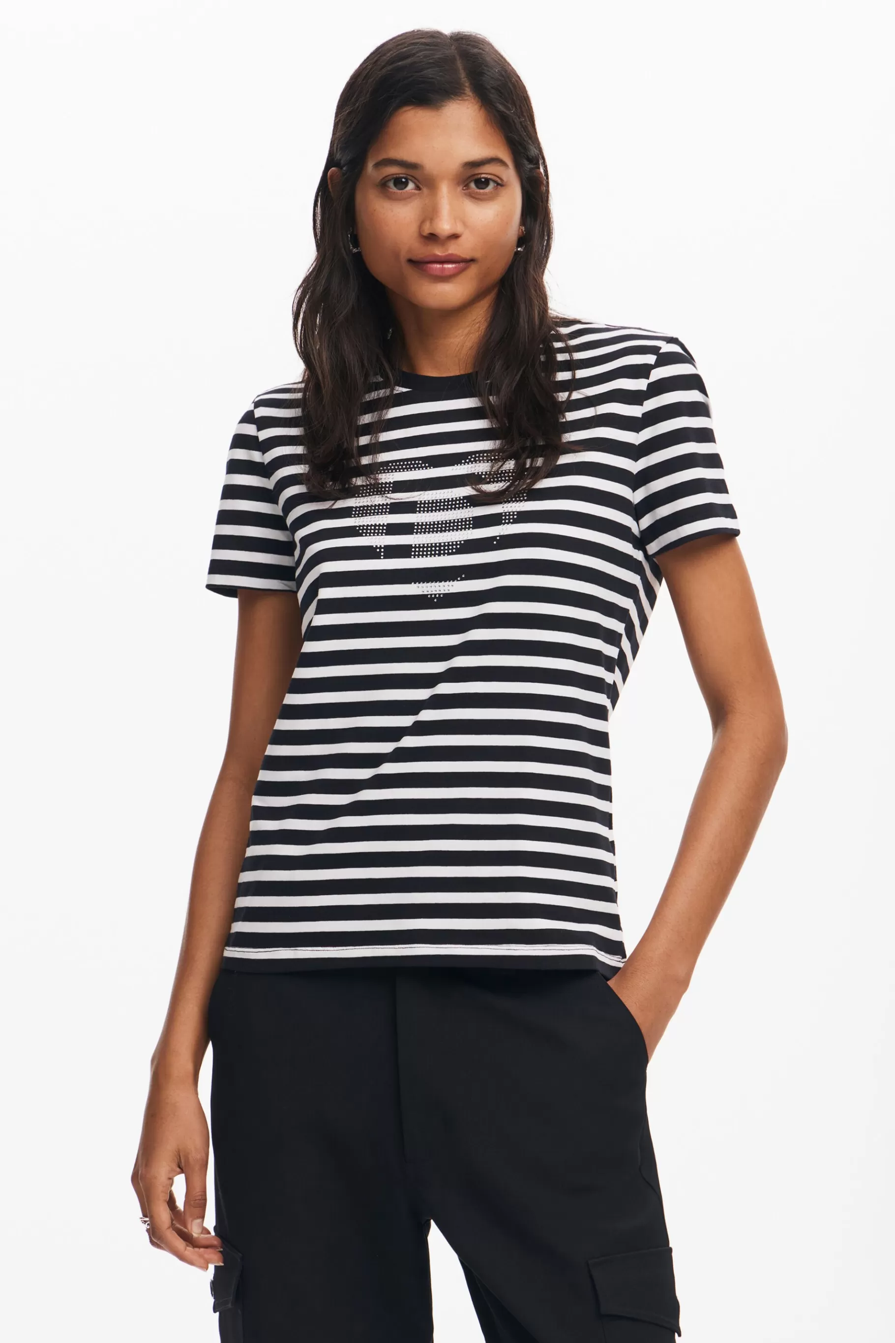 Desigual Camiseta rayas corazón*Mujer Camisas Y Blusas | Camisetas