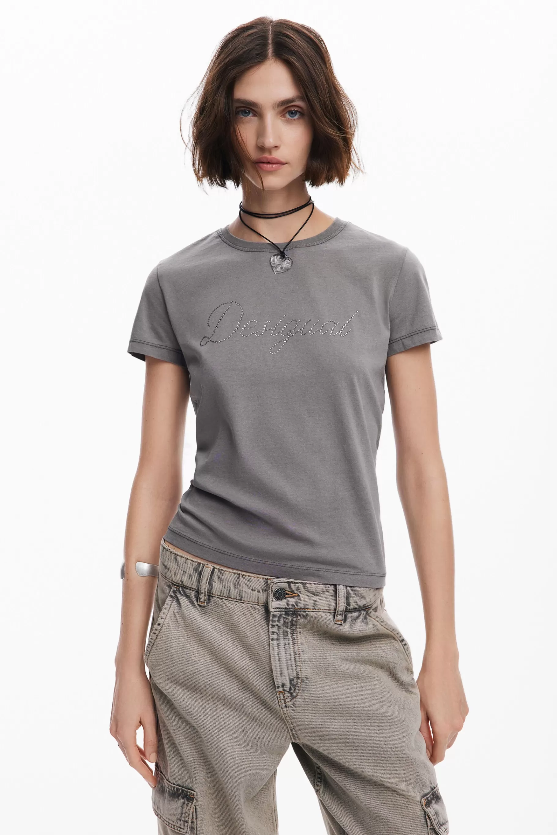 Desigual Camiseta slim strass*Mujer Camisas Y Blusas | Camisetas