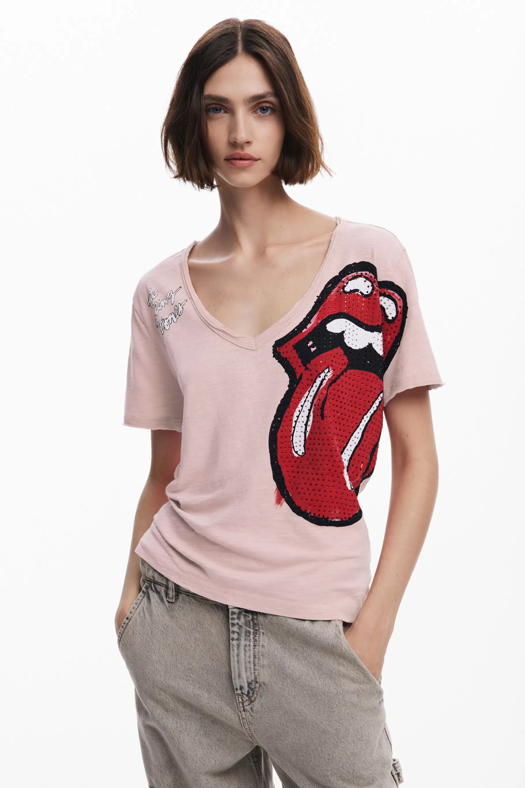 Desigual Camiseta strass The Rolling Stones*Mujer Camisas Y Blusas | Camisetas