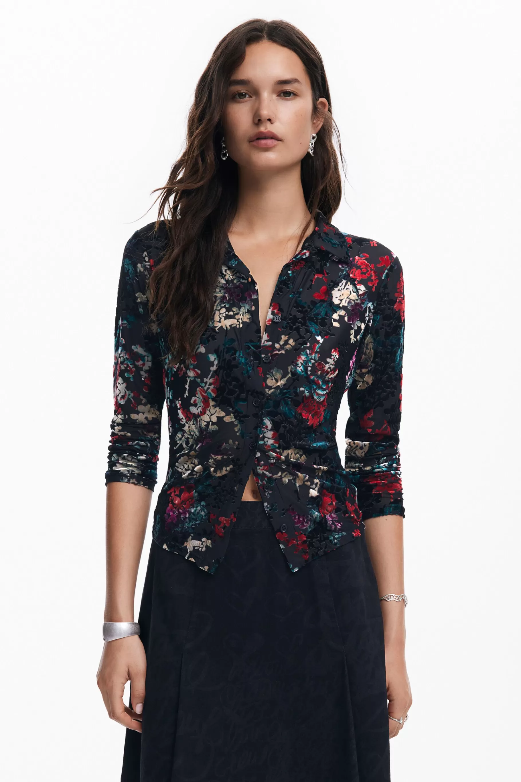 Desigual Camiseta tul estampado floral*Mujer Camisas Y Blusas | Camisetas