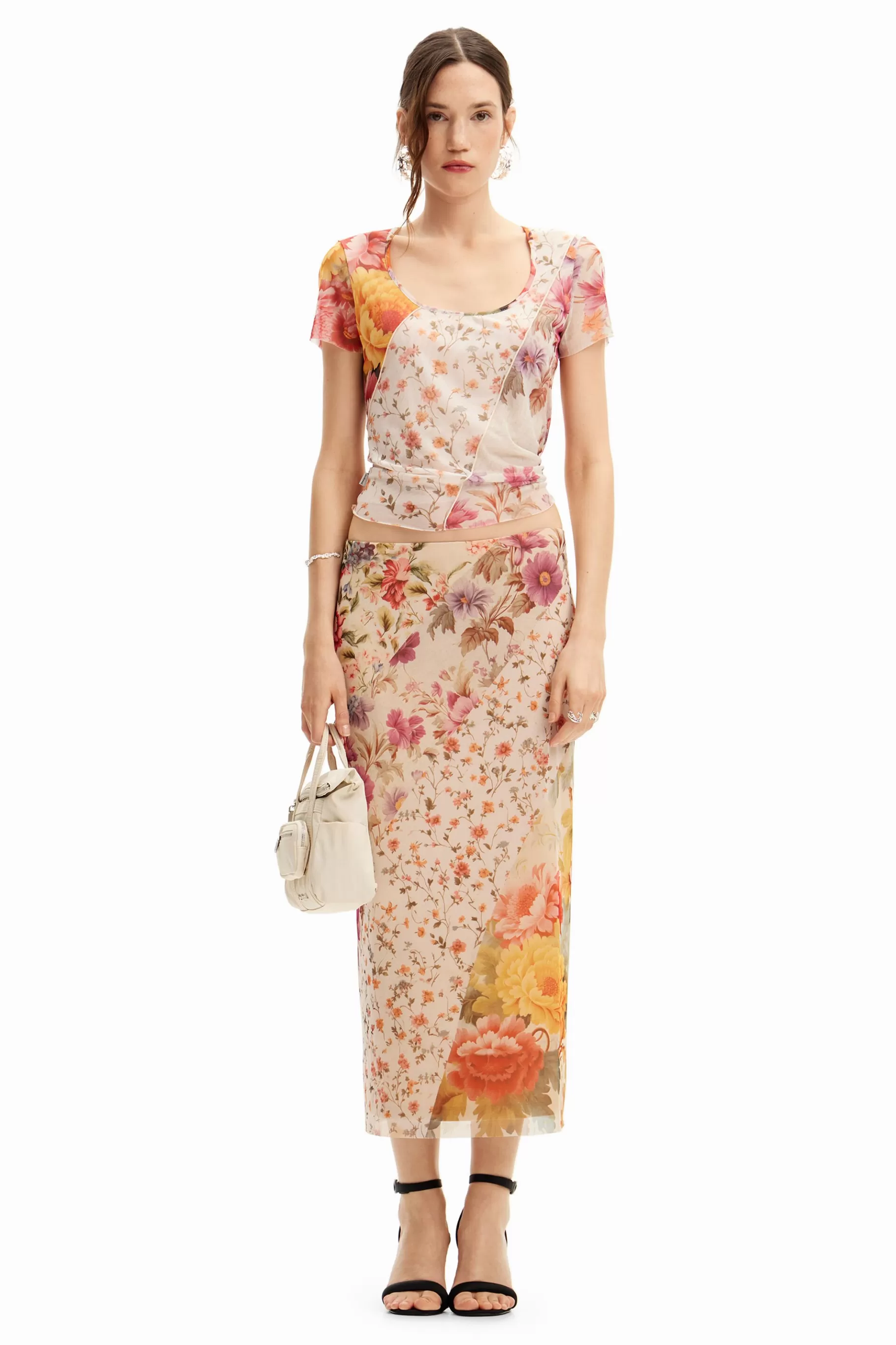 Desigual Camiseta tul flores*Mujer Camisas Y Blusas | Camisetas
