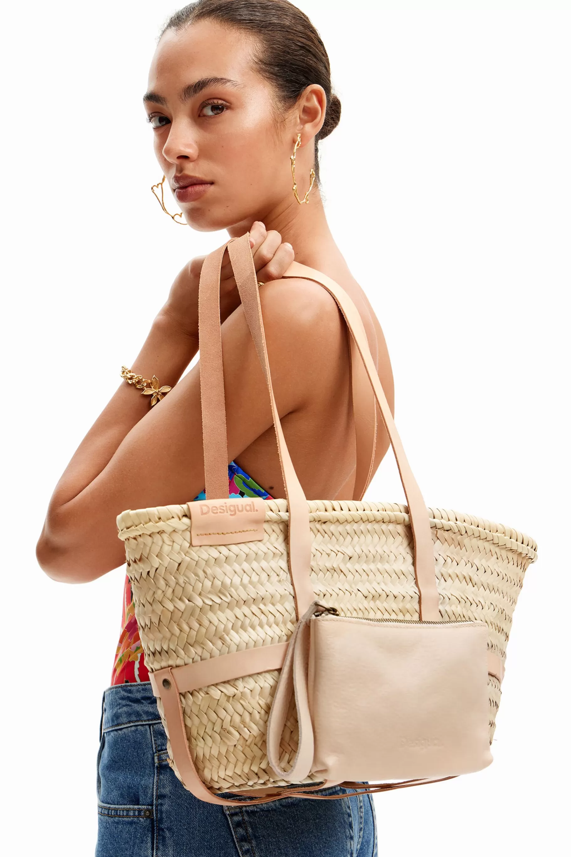 Desigual Cesta de mimbre S piel*Mujer Bolsos | Bolsos Shopper