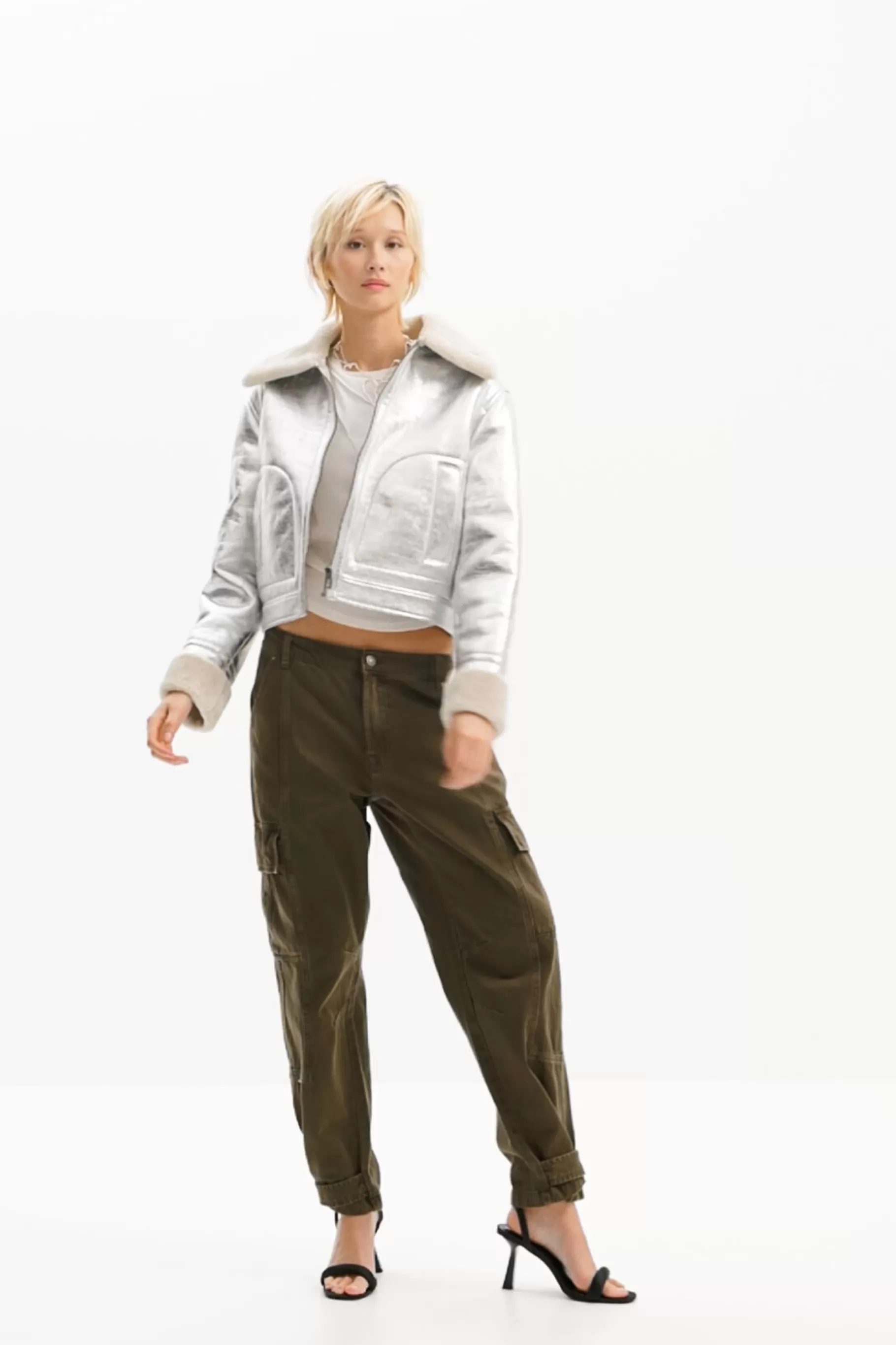 Desigual Chaqueta aviador metalizada doble faz*Mujer Abrigos Y Chaquetas