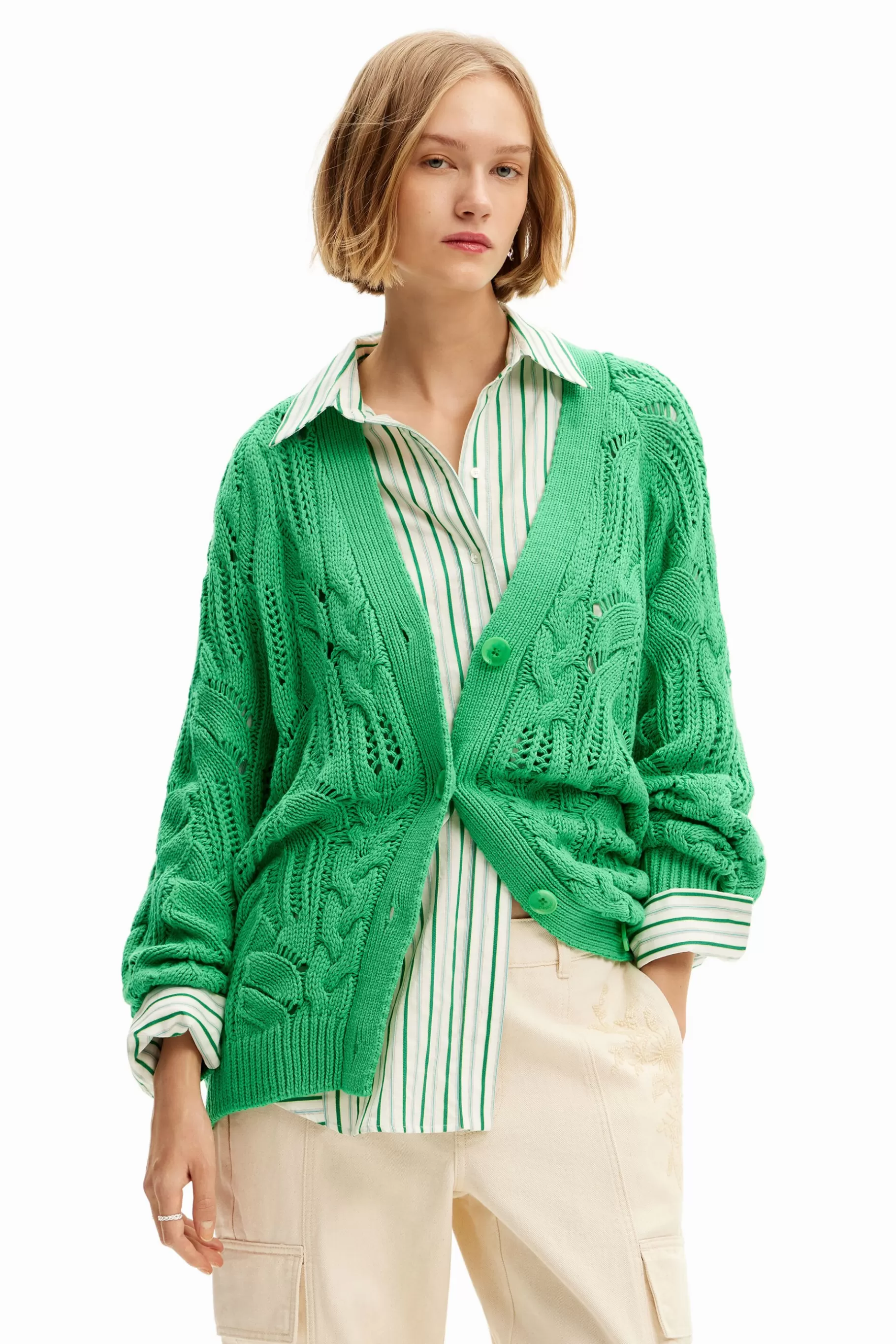 Desigual Cárdigan oversize calados*Mujer Jerséis