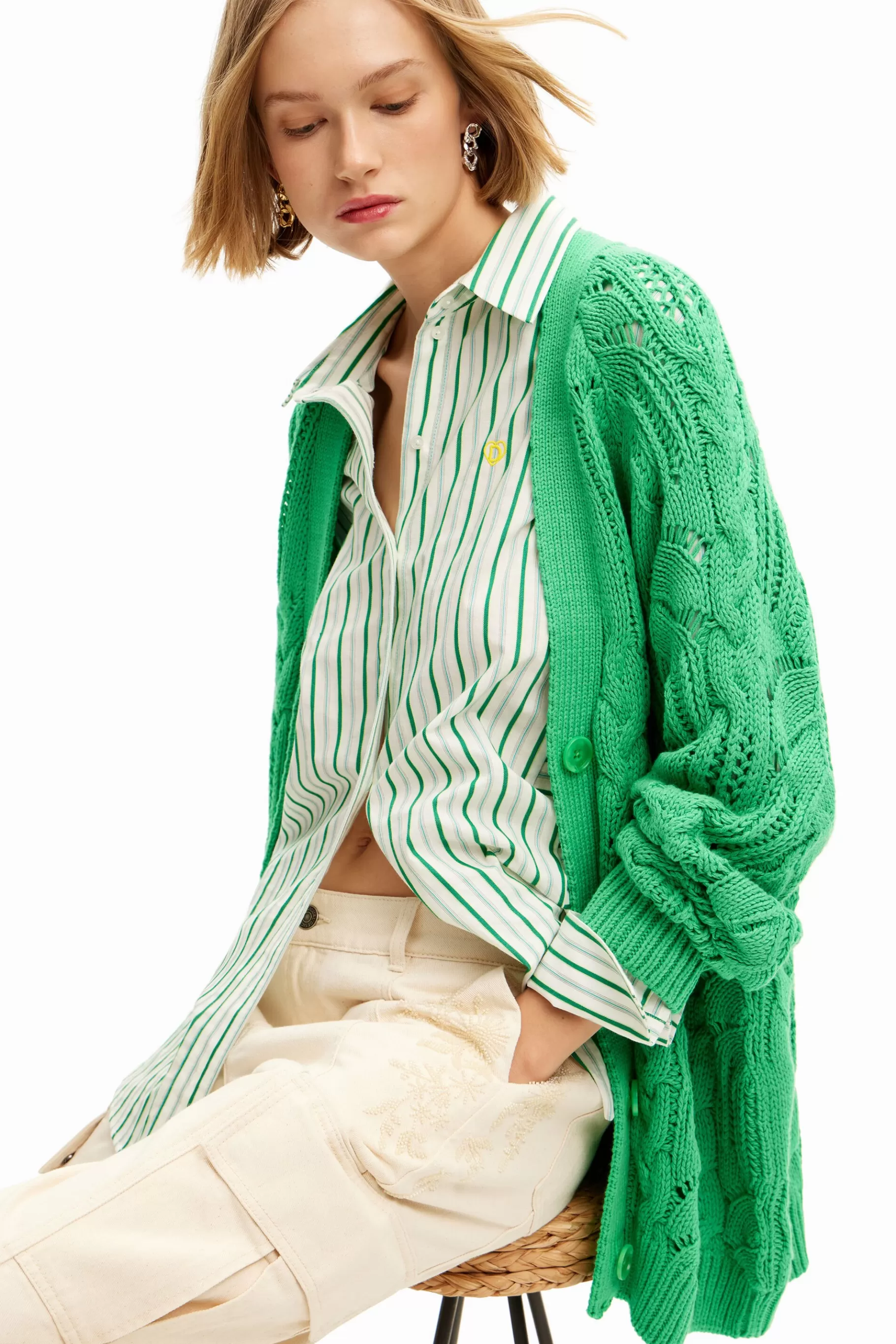 Desigual Cárdigan oversize calados*Mujer Jerséis