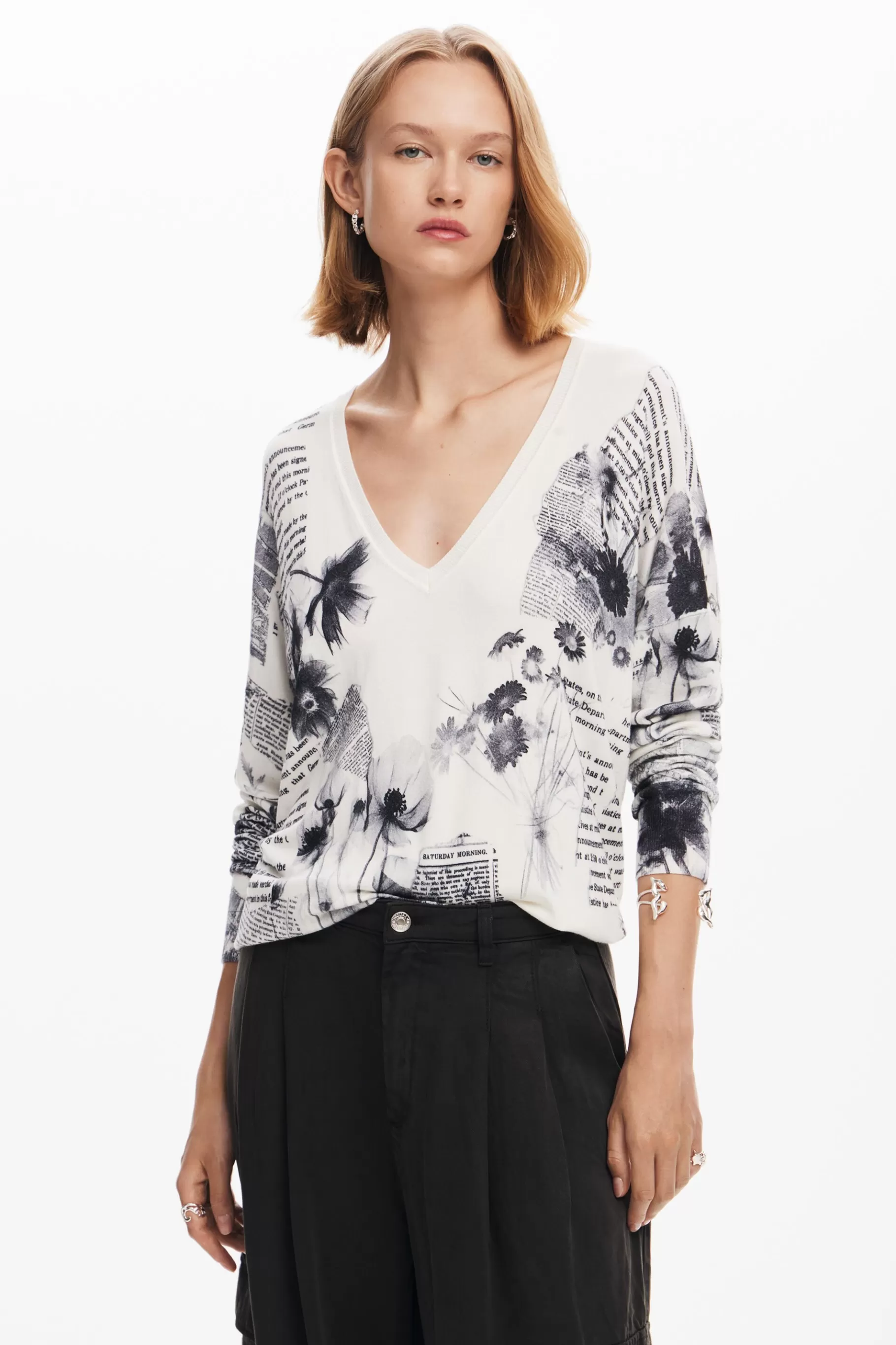 Desigual Jersey de punto estampado textos*Mujer Ropa De Punto | Jerséis