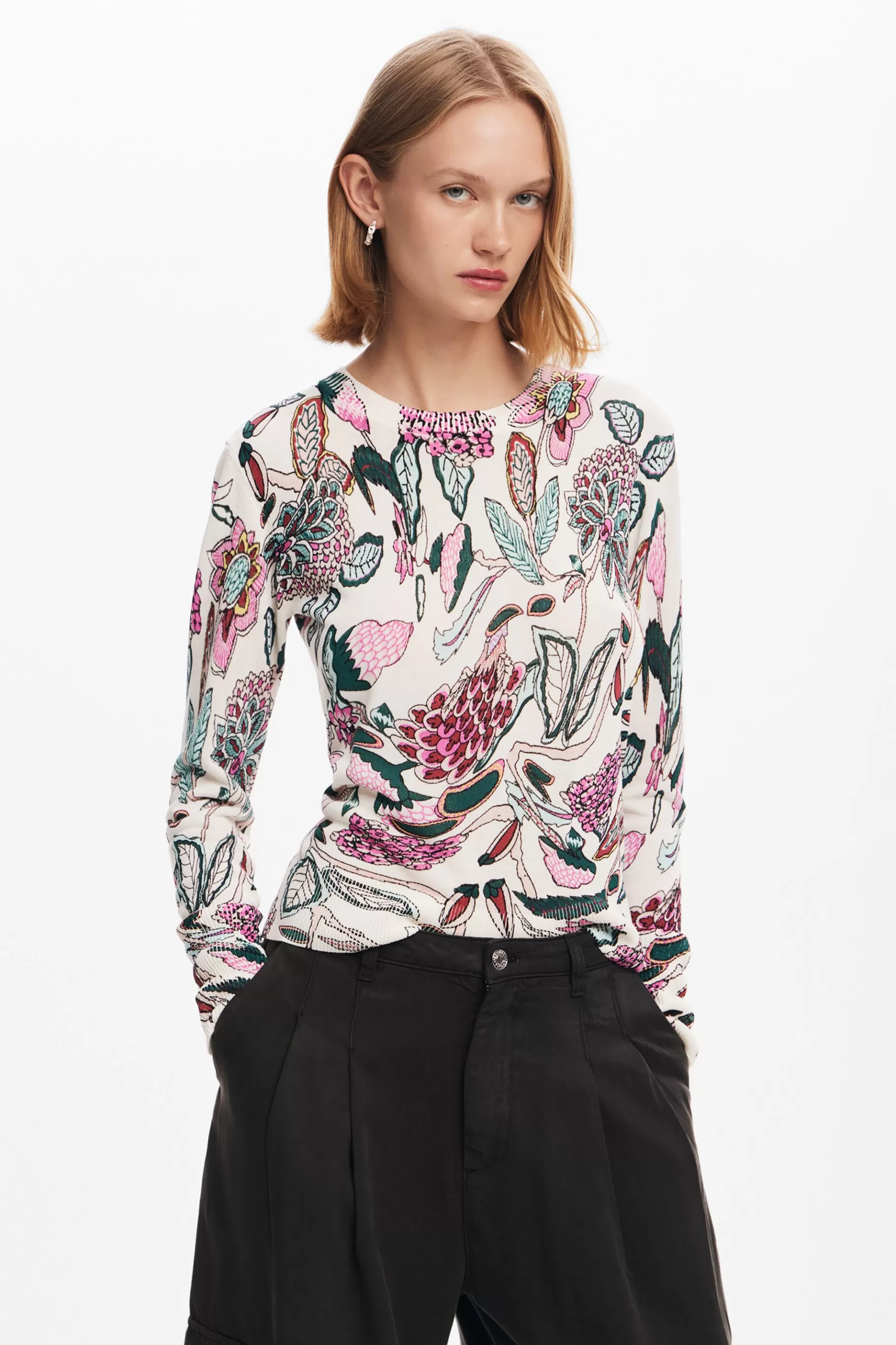 Desigual Jersey detalles flores*Mujer Ropa De Punto | Jerséis