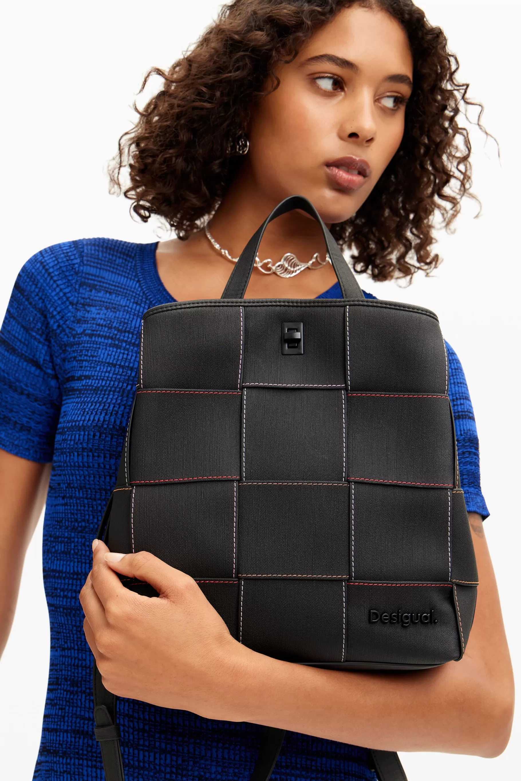 Desigual Mochila S trenzada pespuntes*Mujer Mochilas | Mochilas